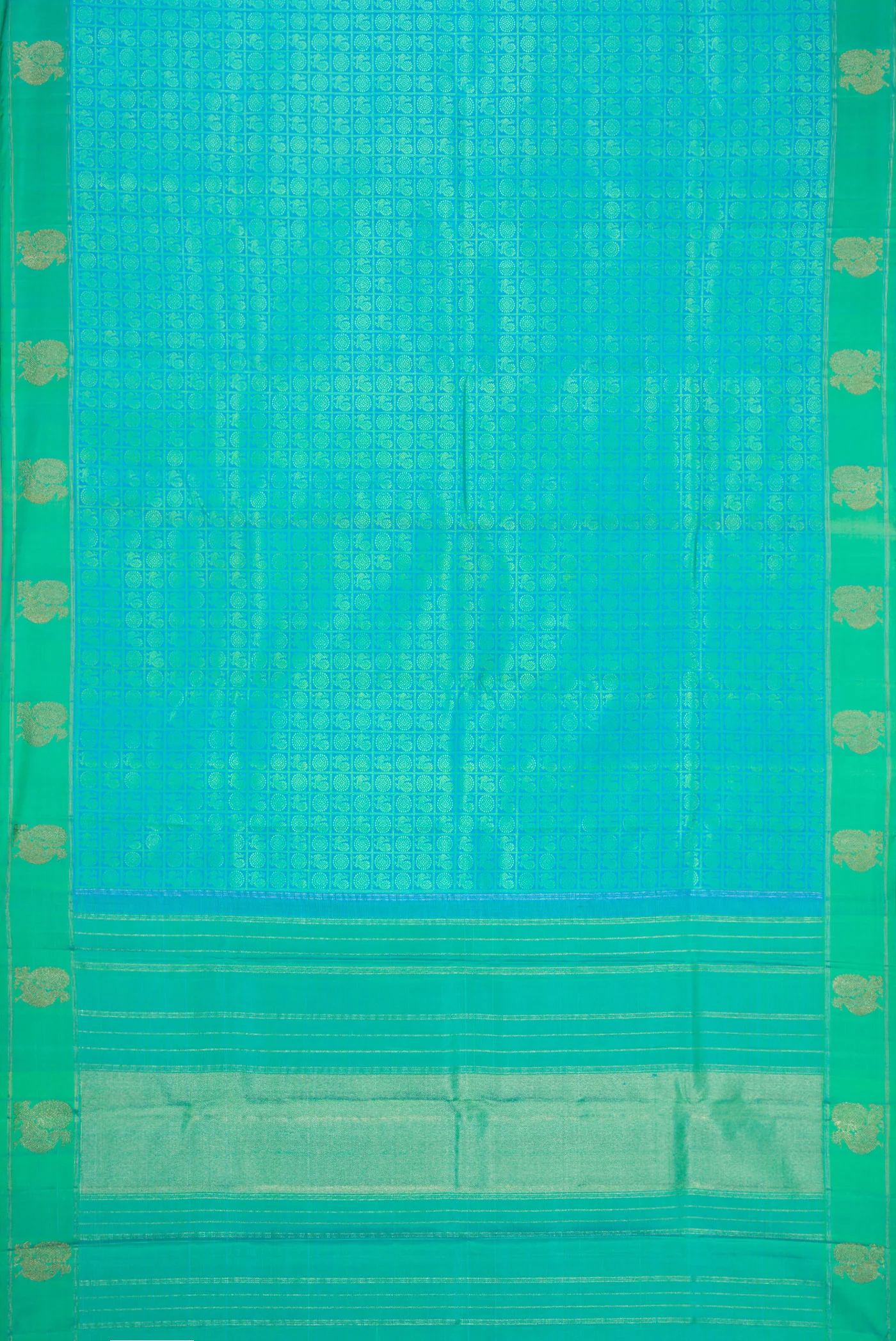 Pure Silk Pure Zari Sky Blue Kanjivaram Saree - Image 6