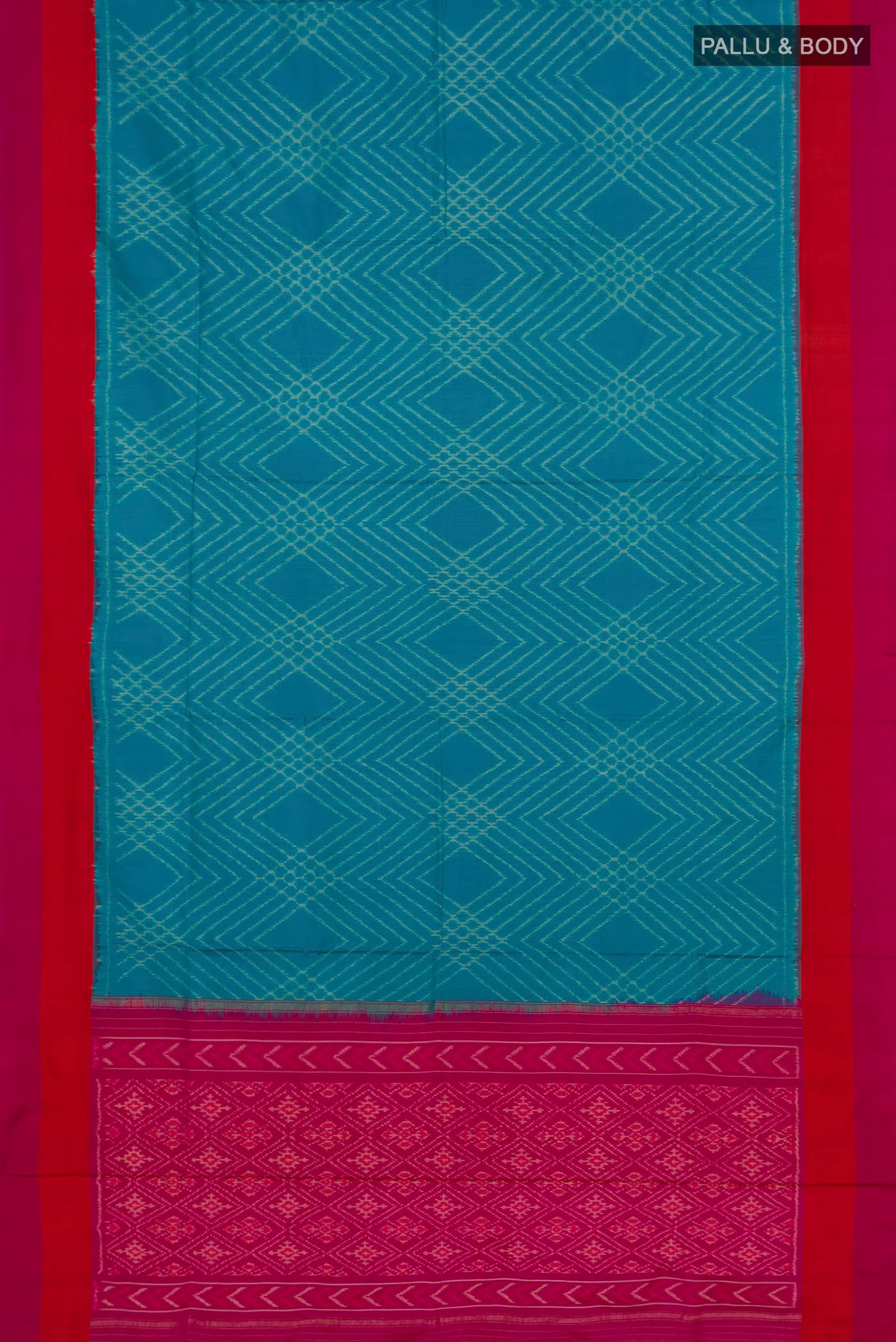 Sky Blue Pochampally Silk Saree - Image 5