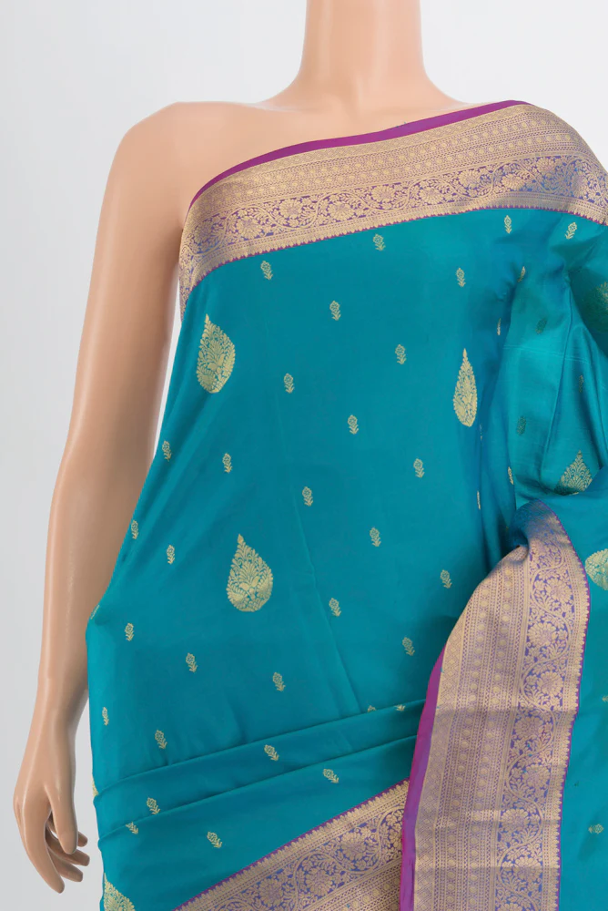 Sky Blue Soft Silk Saree - Image 2