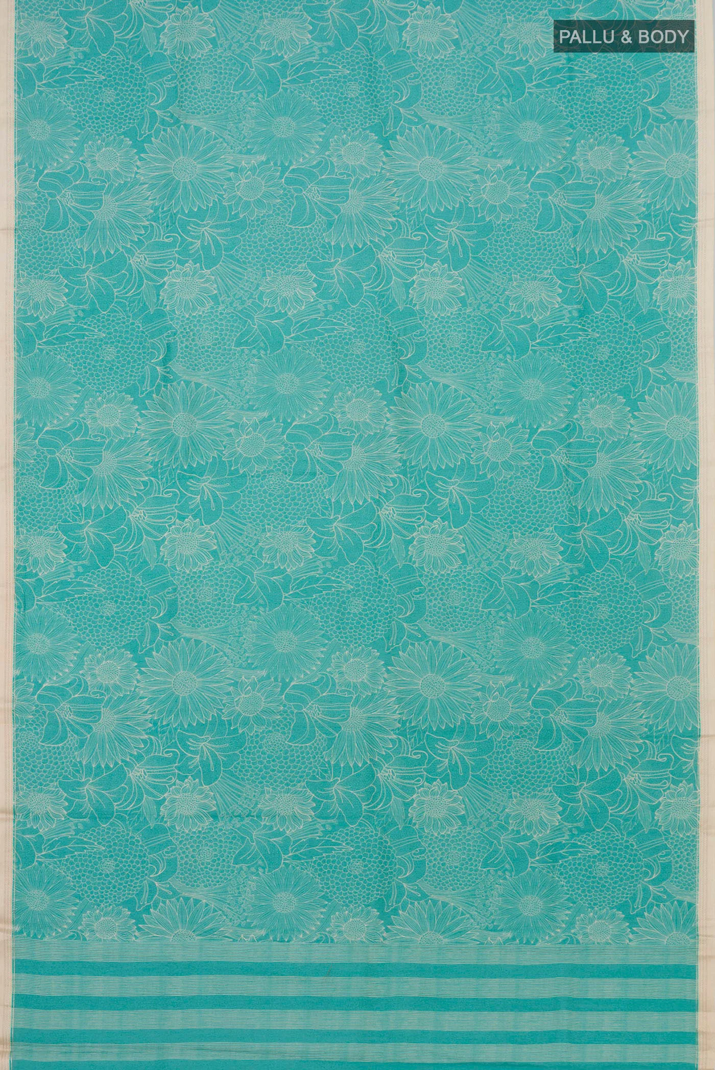 Sky Blue Tussar Silk Saree - Image 5
