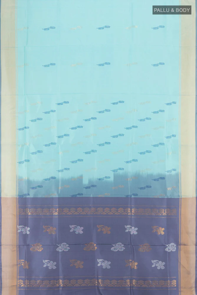 Light Blue Uppada Silk Saree - Image 5