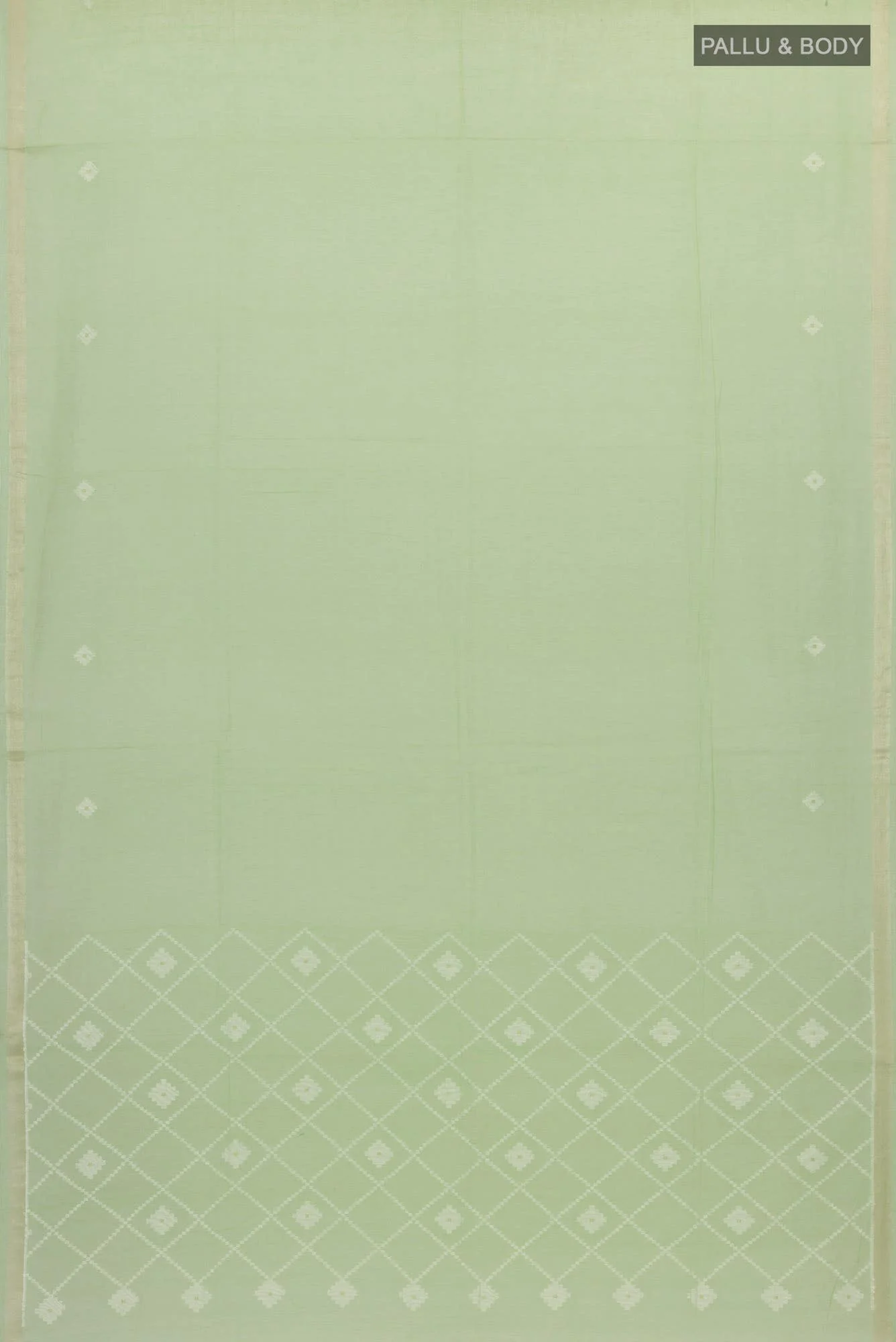 Suchitra-Mint Green Bengal Cotton Saree - Image 4