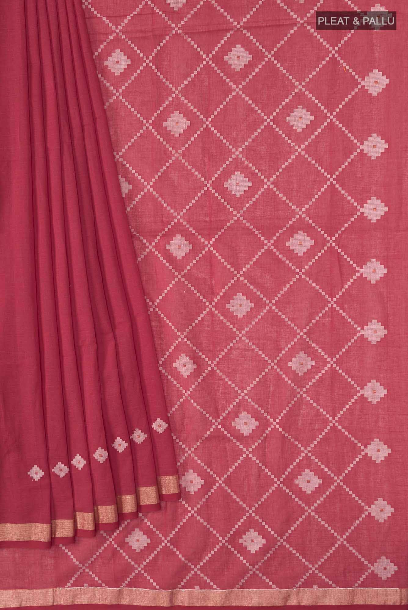 Suchitra-Red Bengal Cotton Saree - Image 2
