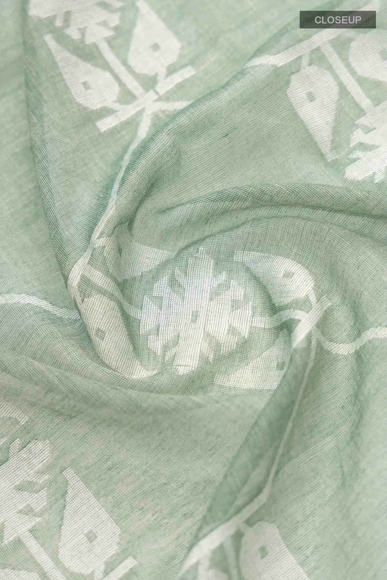 Suman-Green Bengal Cotton Saree - Image 3