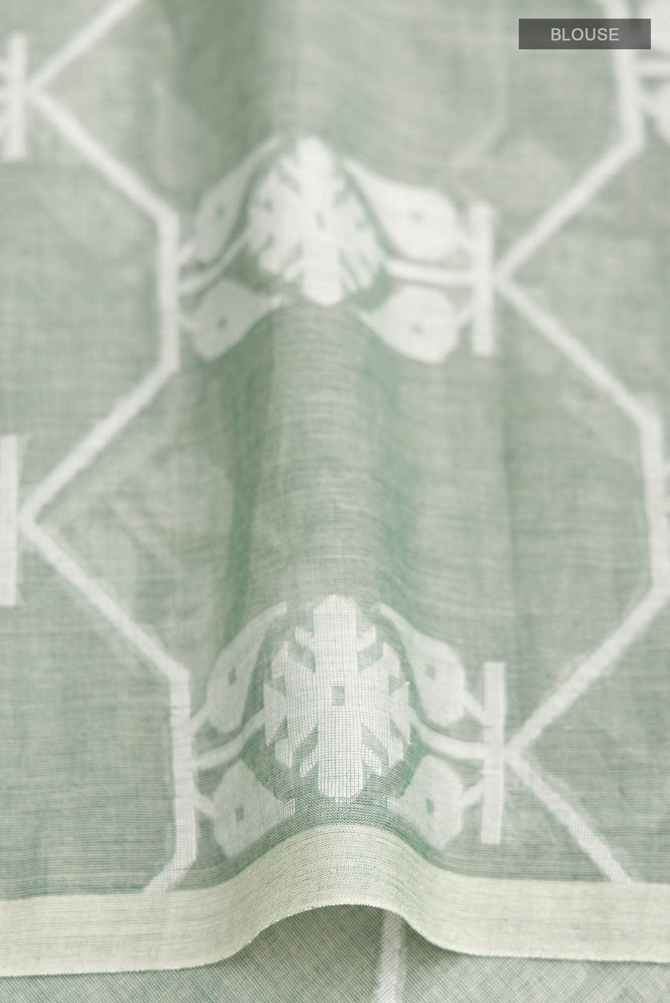 Suman-Green Bengal Cotton Saree - Image 6