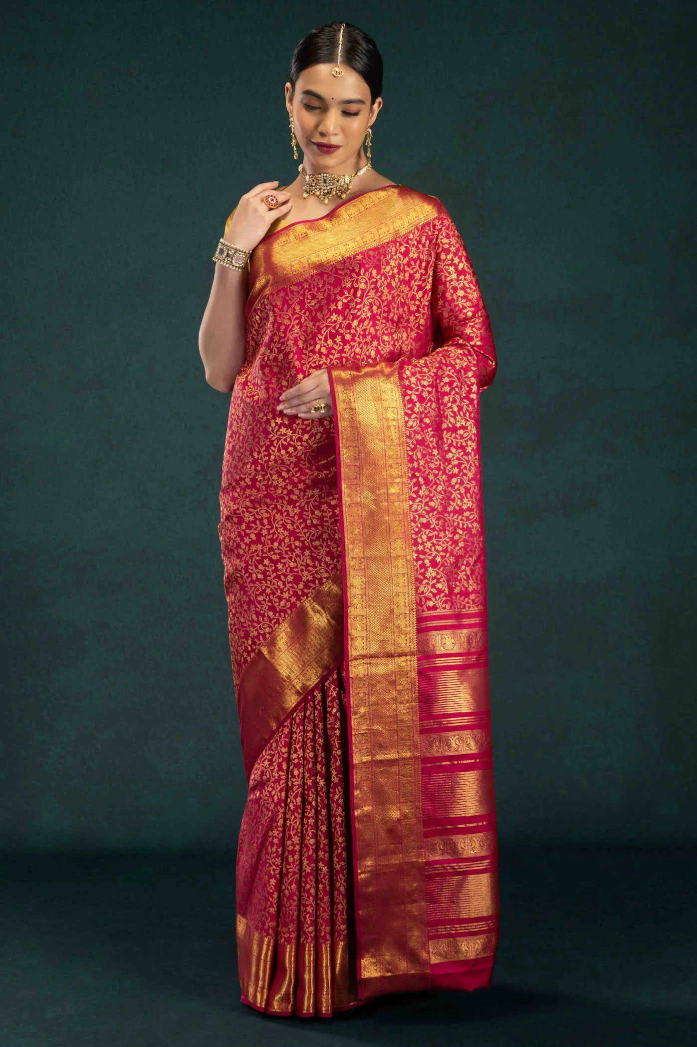 Swarnika-Pink Kanchipuram Silk Saree - Image 3