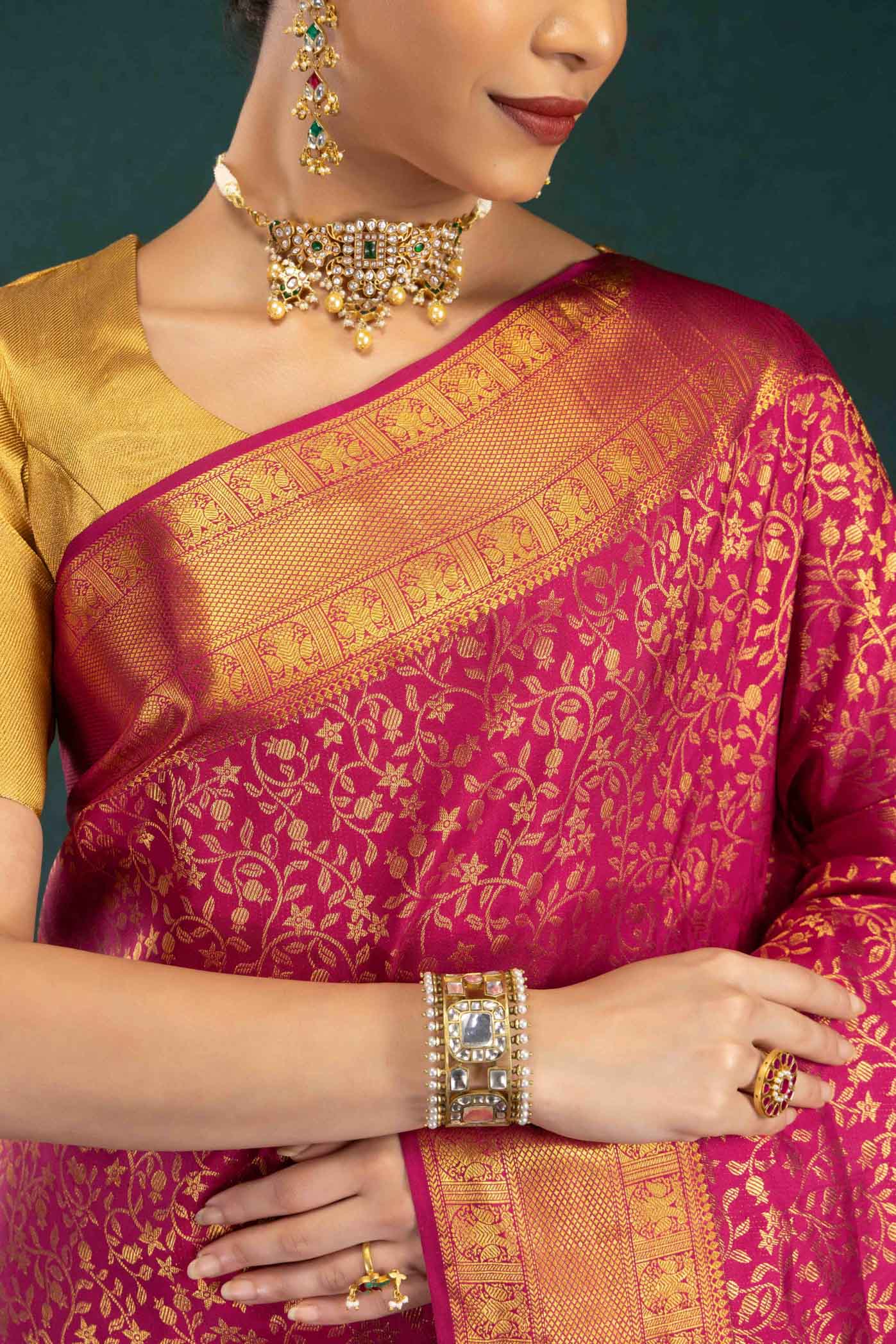 Swarnika-Pink Kanchipuram Silk Saree - Image 4