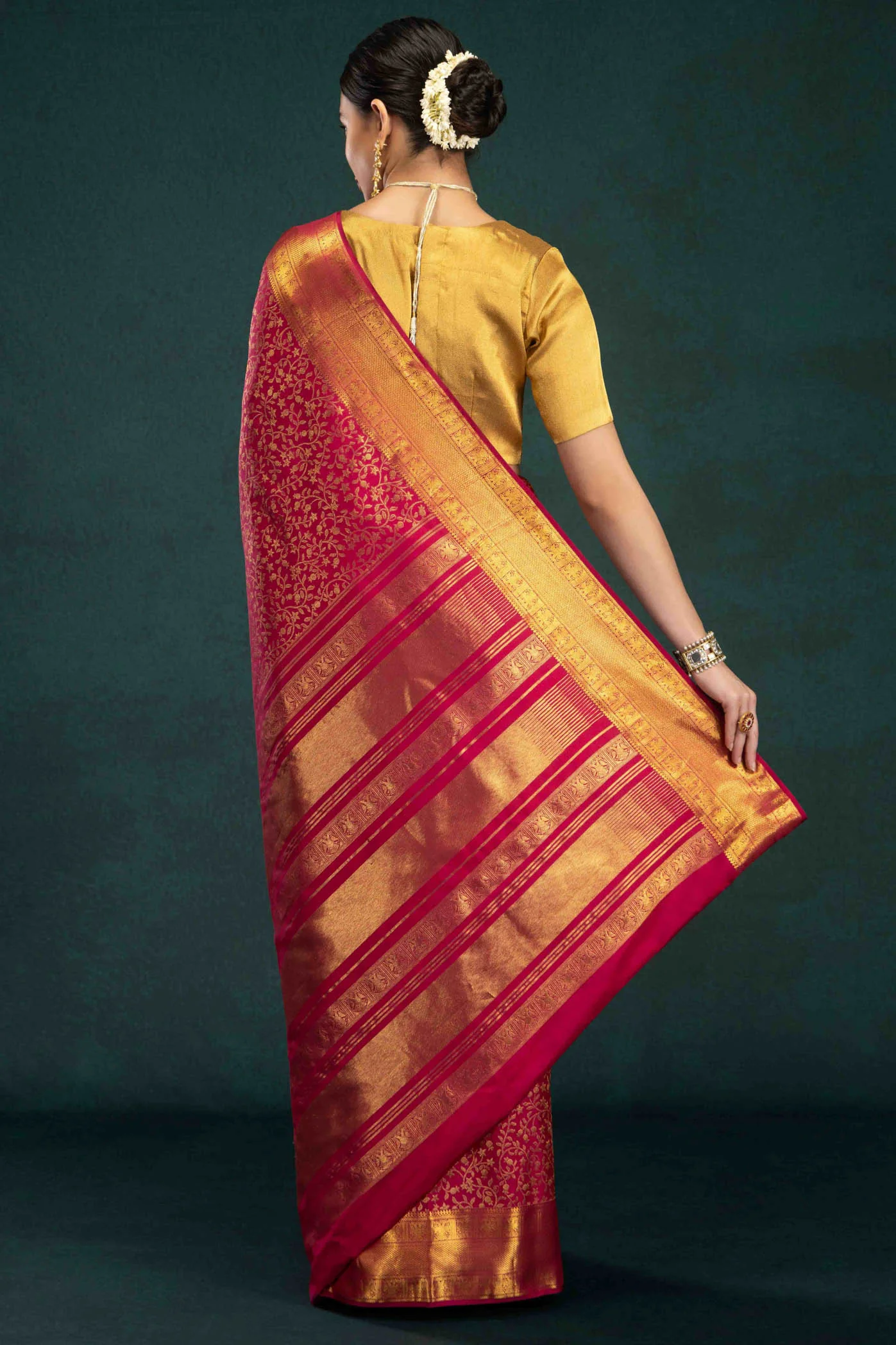 Swarnika-Pink Kanchipuram Silk Saree - Image 8