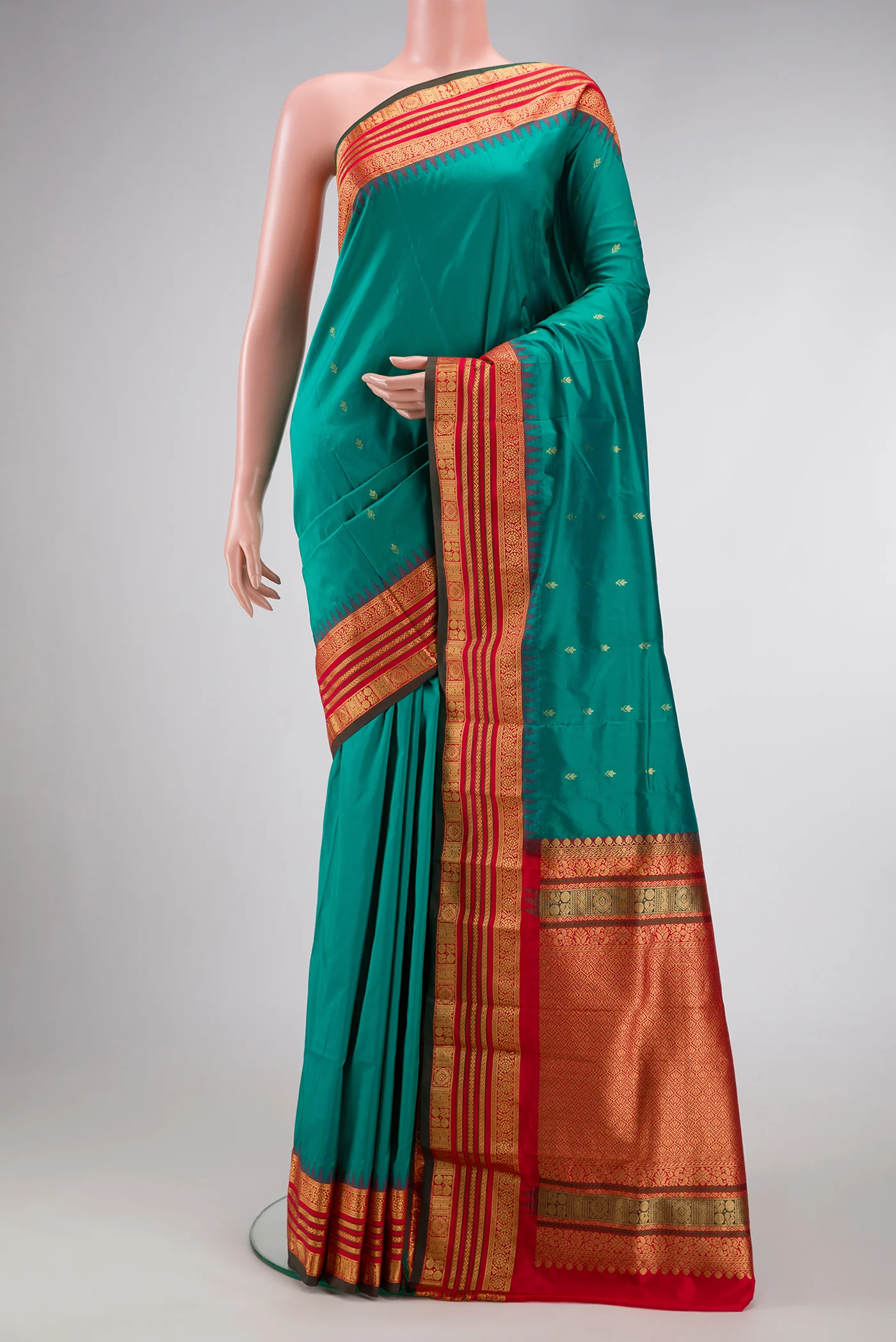 Teal Bangalore Silk Saree