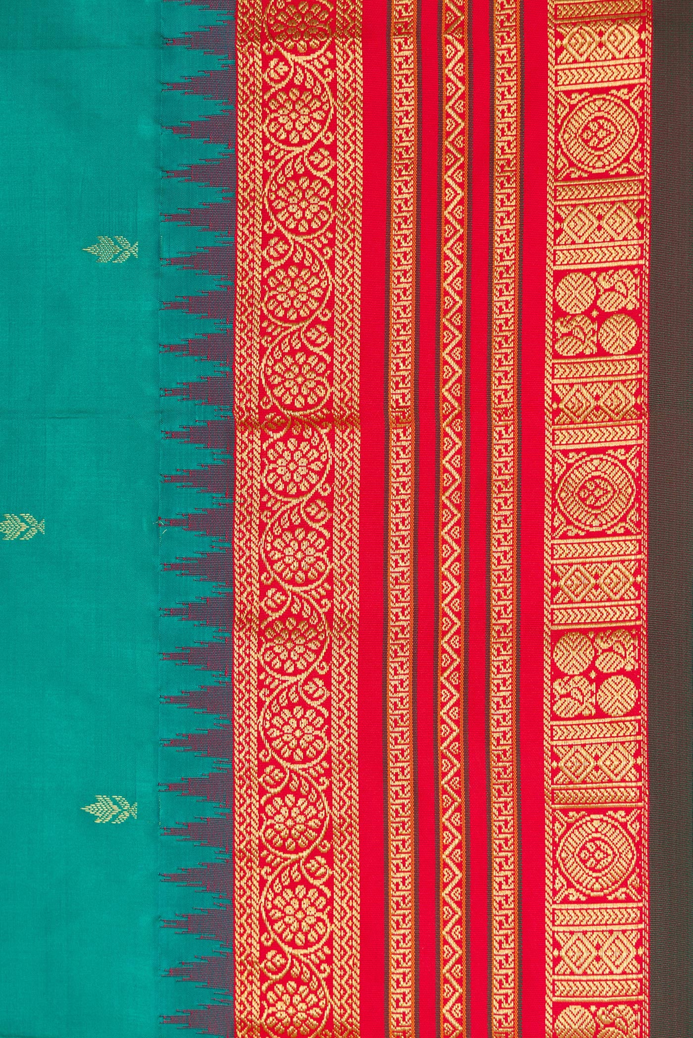 Teal Bangalore Silk Saree - Image 3