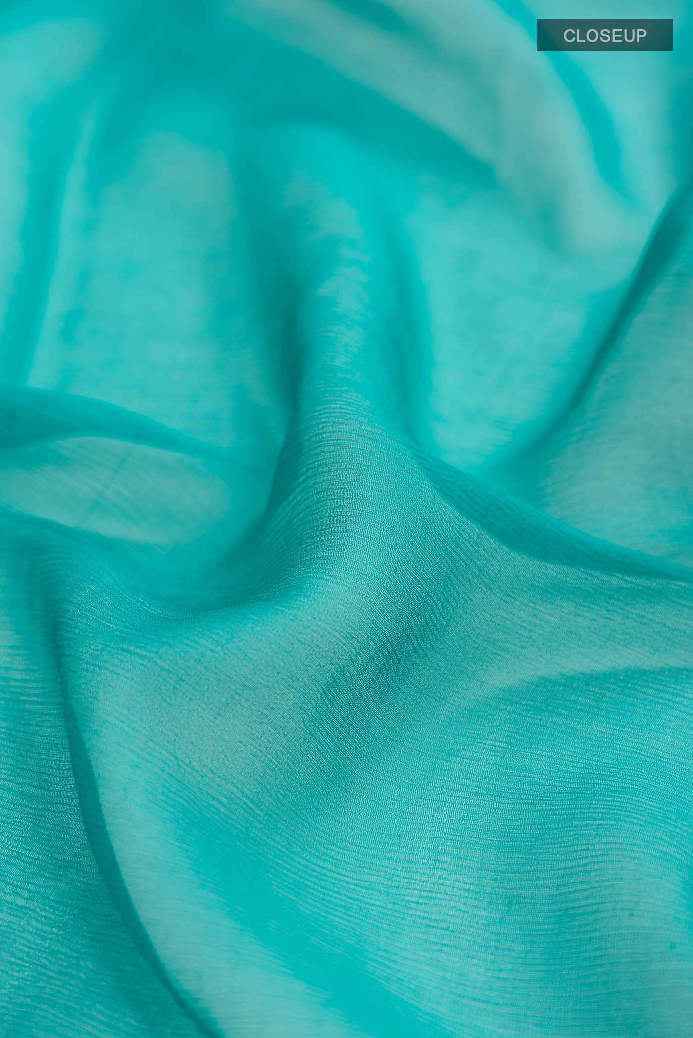 Teal Mysore Chiffon Saree - Image 2