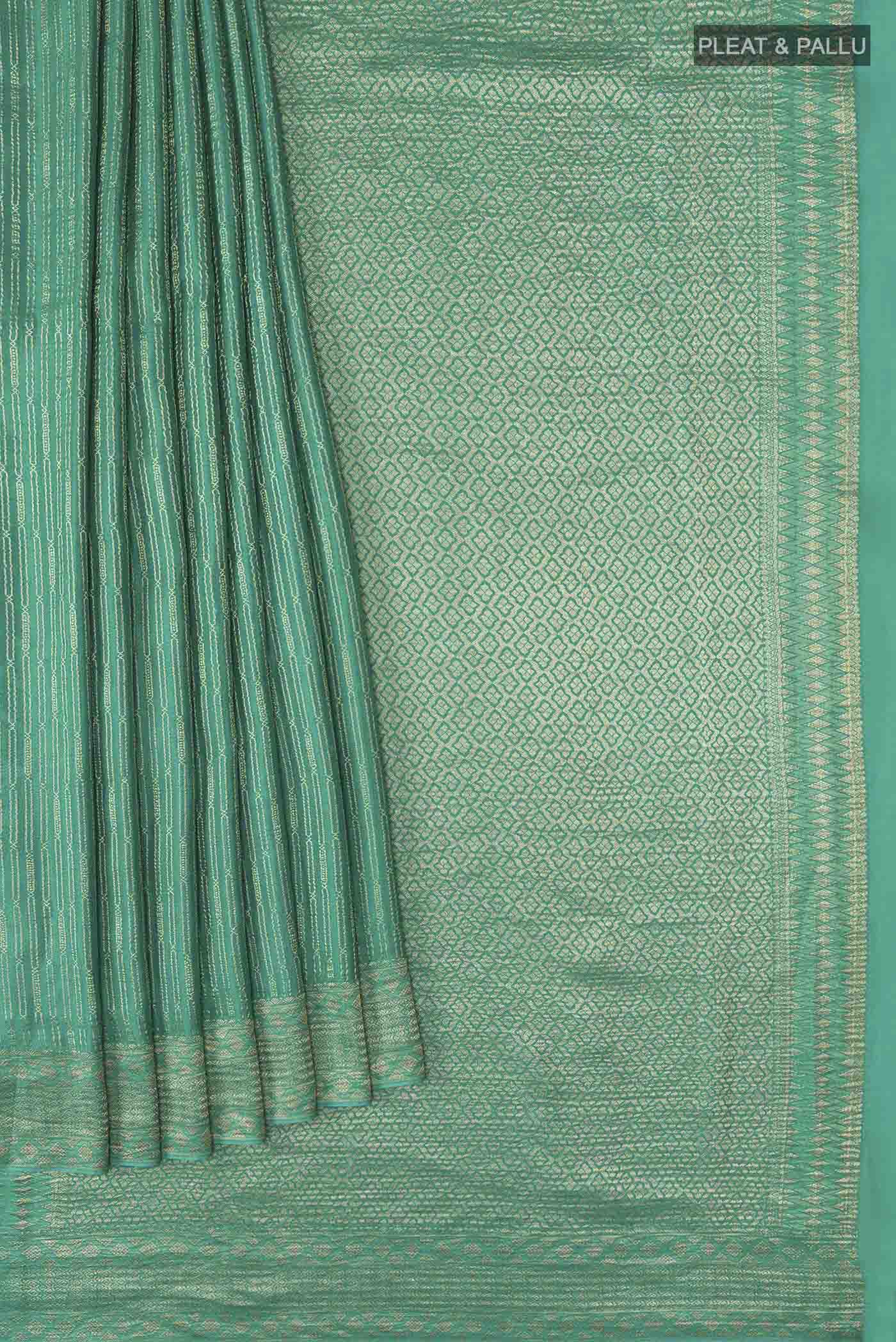 Teal Mysore Crepe Saree - Image 4