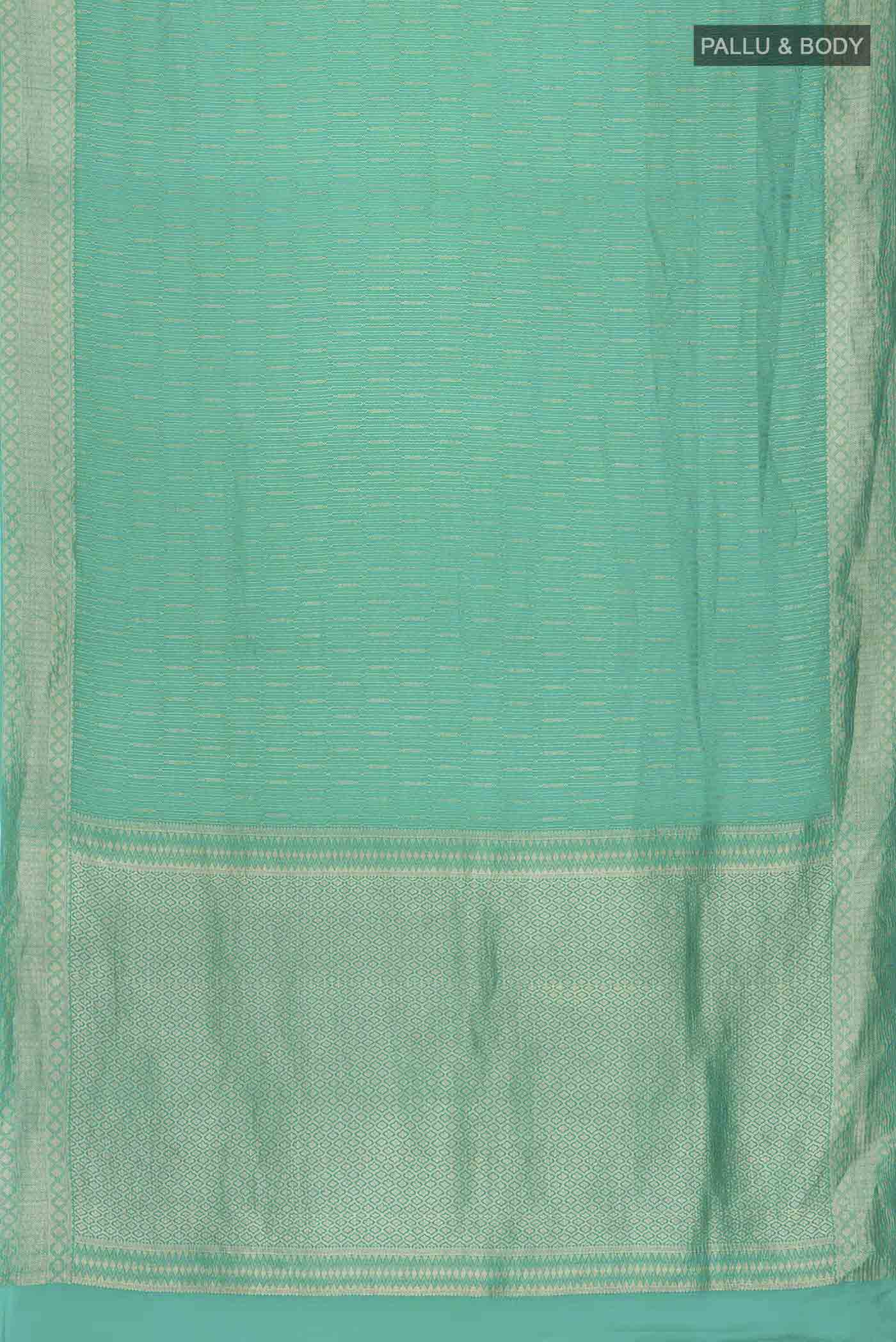 Teal Mysore Crepe Saree - Image 6