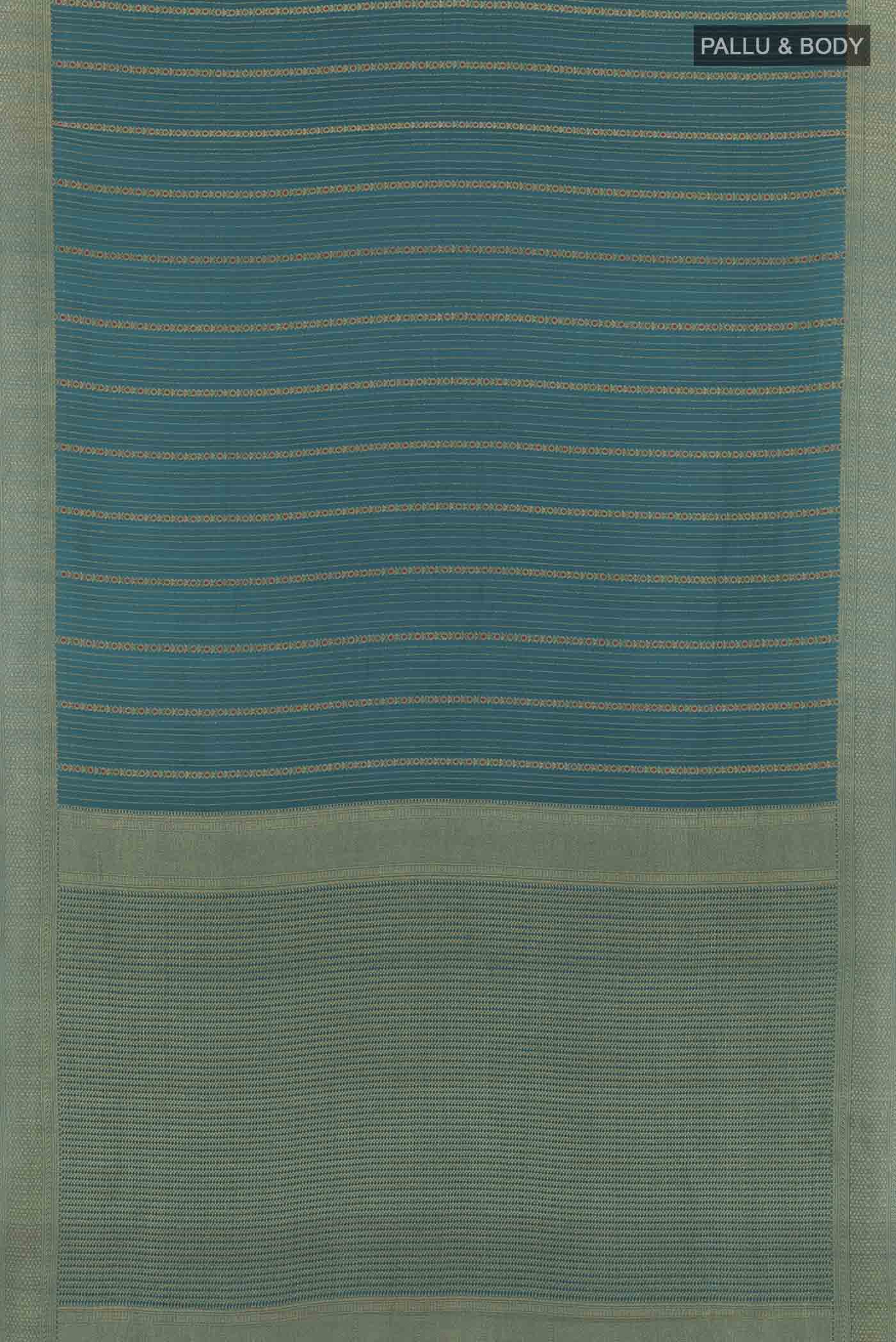 Teal Mysore Crepe Saree - Image 3