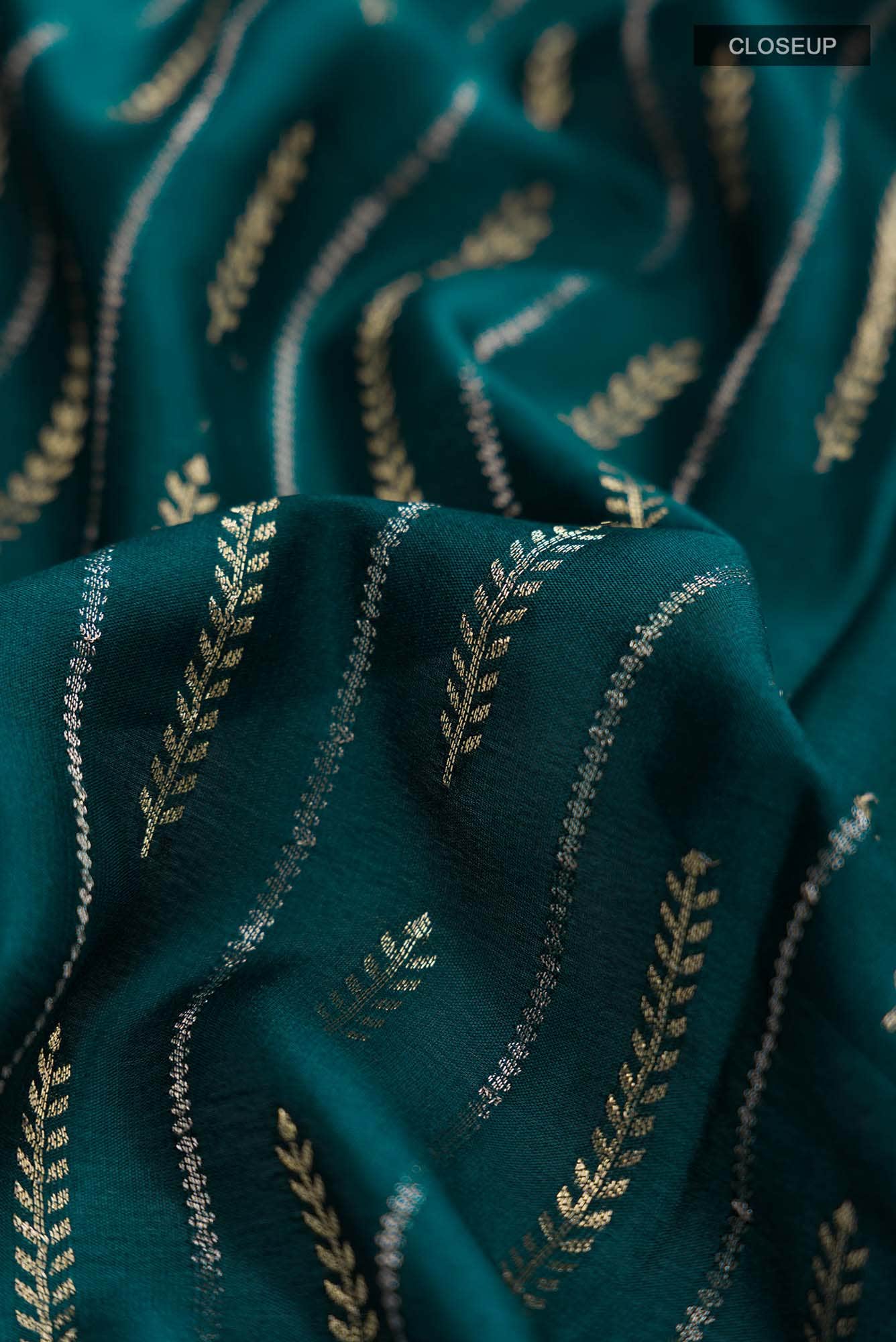Teal Mysore Crepe Saree - Image 2