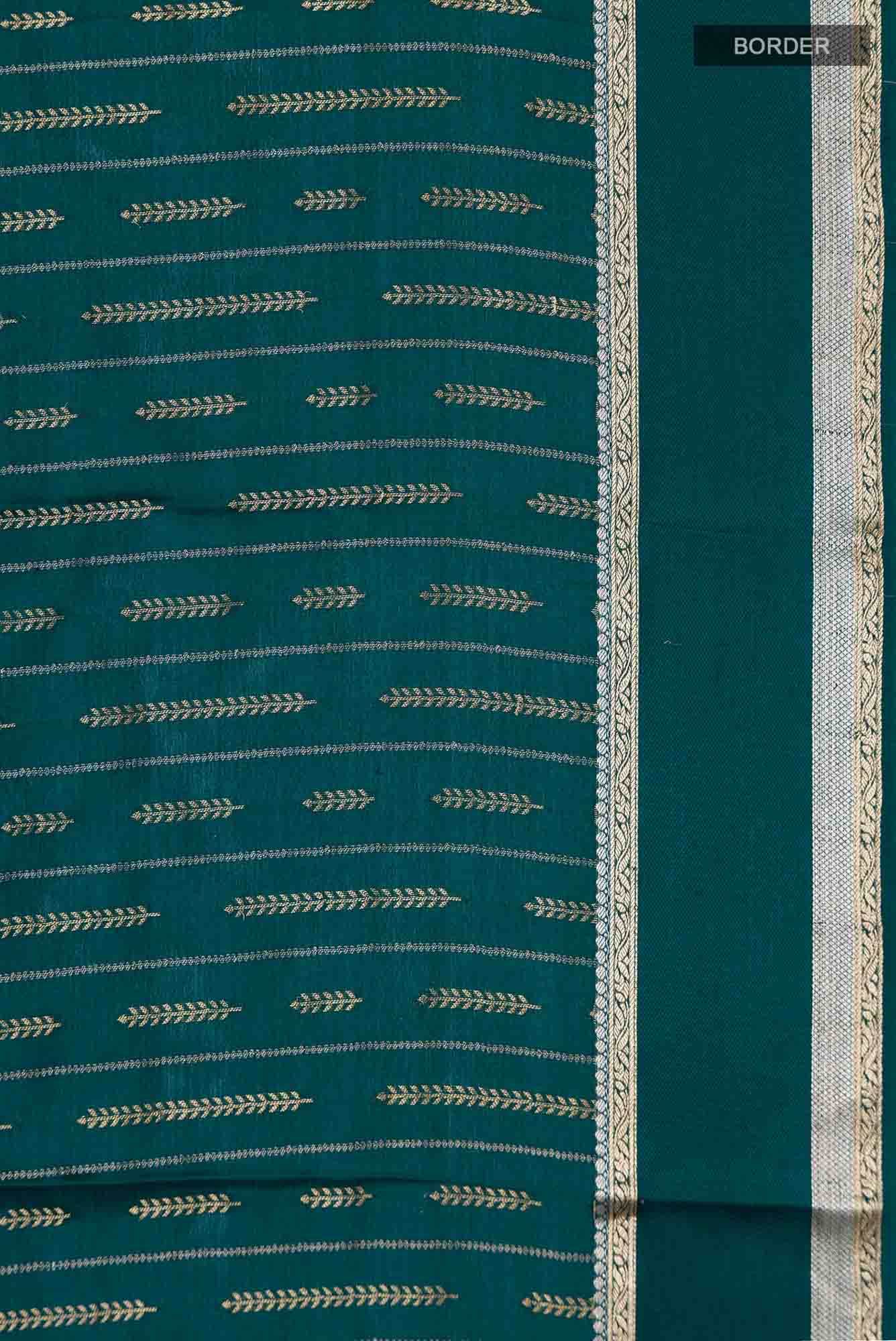 Teal Mysore Crepe Saree - Image 4
