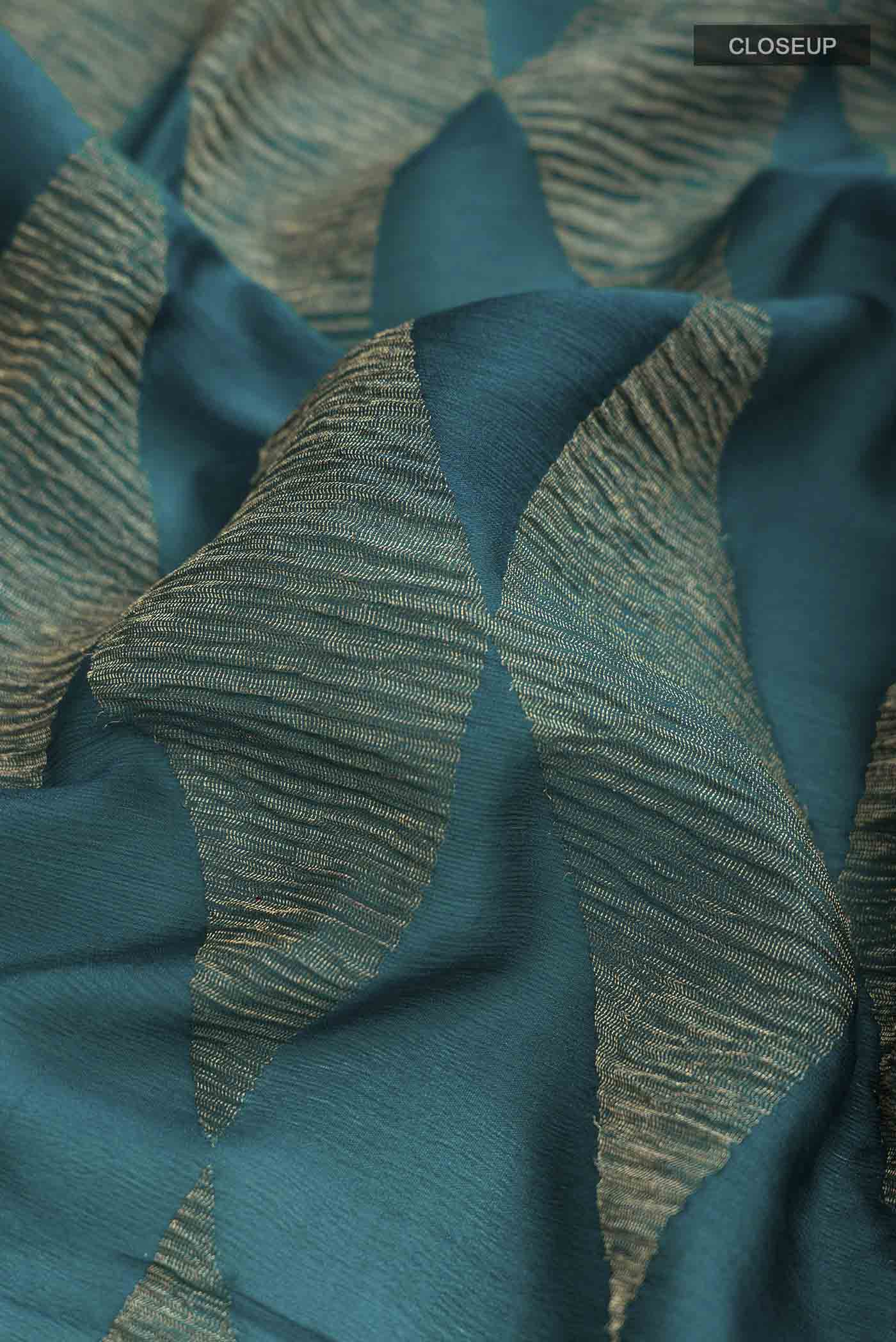 Teal Mysore Georgette Saree - Image 2
