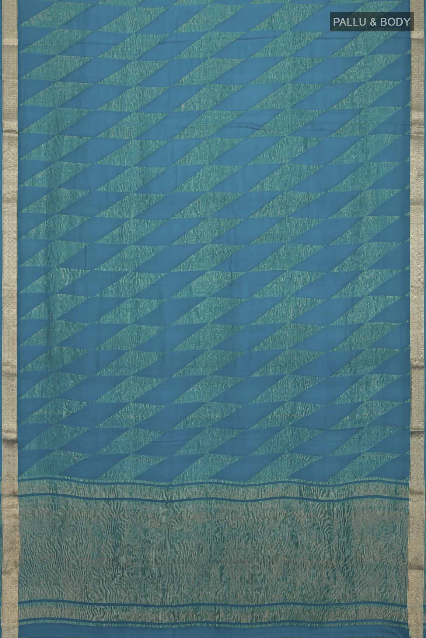 Teal Mysore Georgette Saree - Image 5