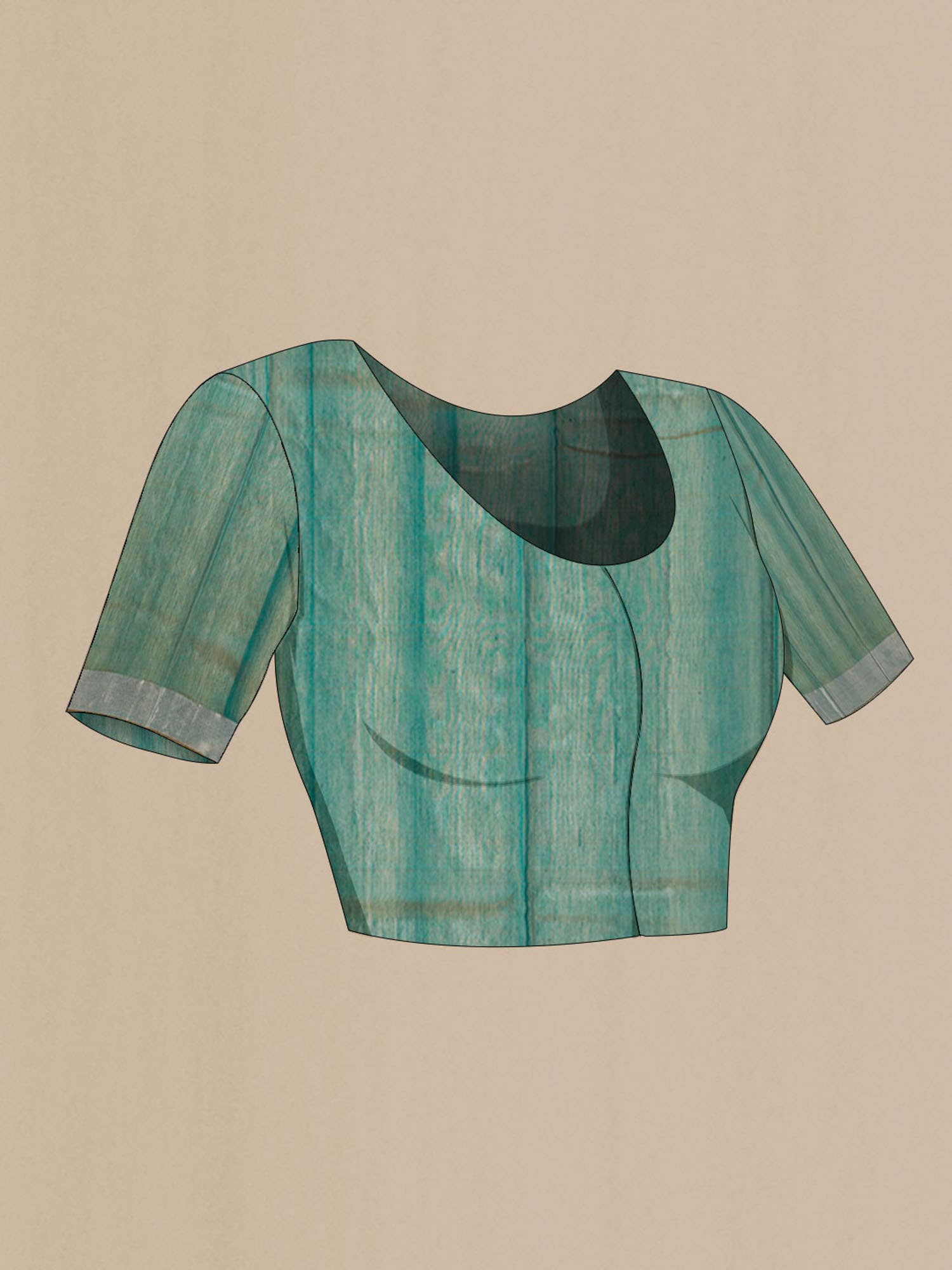 Teal Silk Cotton Saree - Image 3