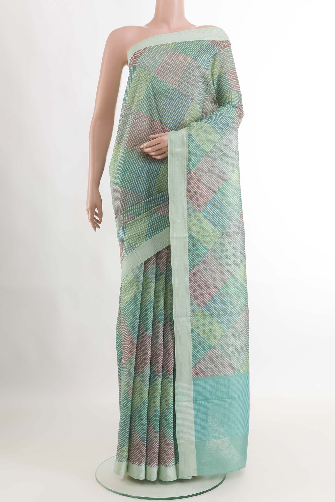 Teal Tussar Saree
