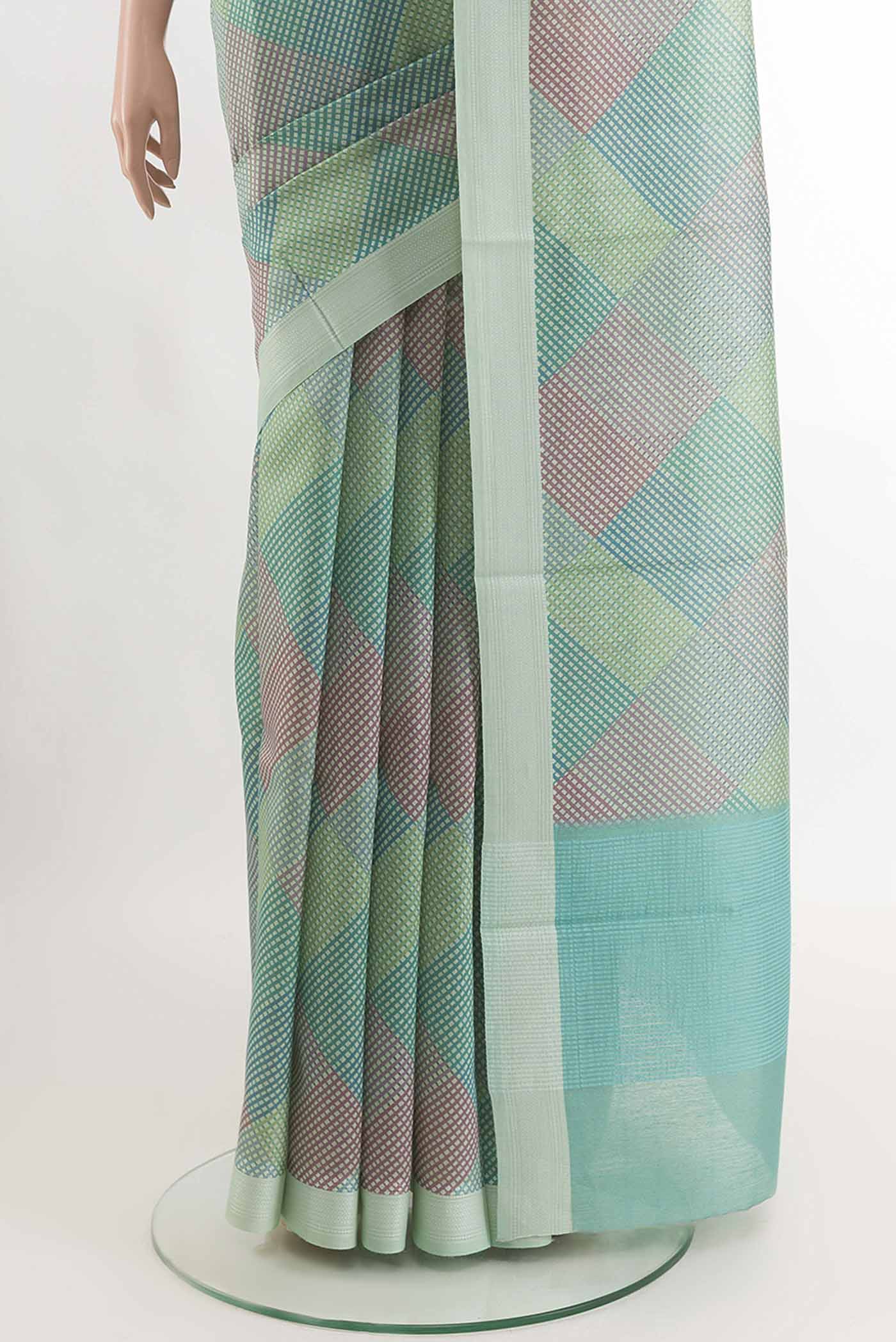 Teal Tussar Saree - Image 3
