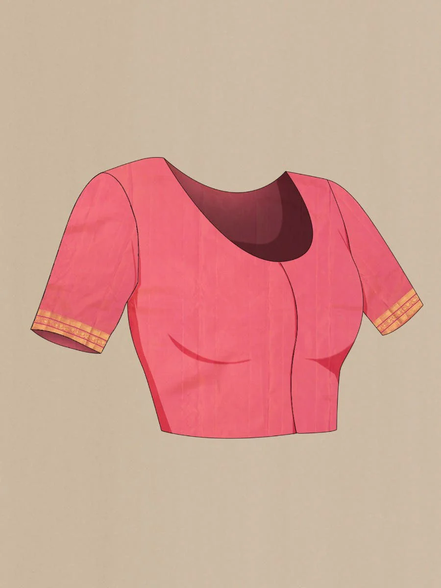 Thamarai-Orange with Pink Dual Tone Kanchipuram Silk Saree - Image 10