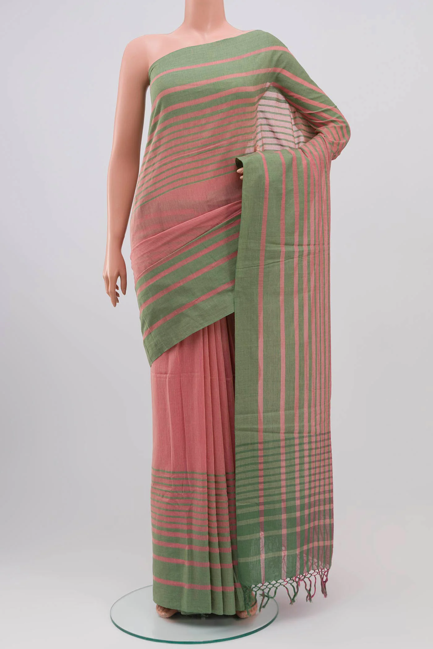 Titli-Peach Cotton Saree - Image 2