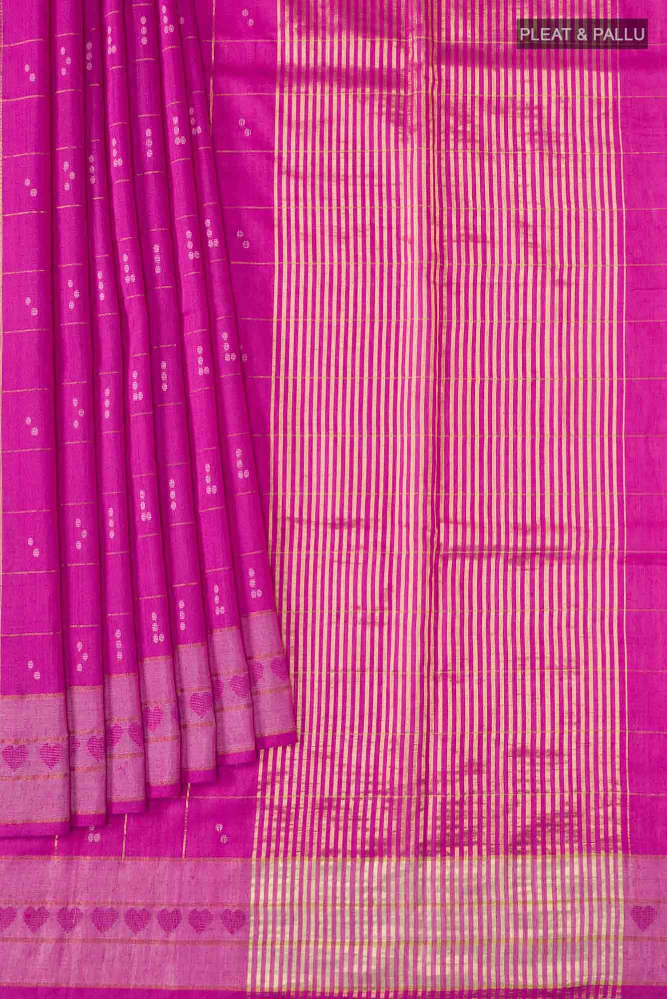 Touch of love-Pink Bhagalpuri Tussar Silk Saree - Image 6