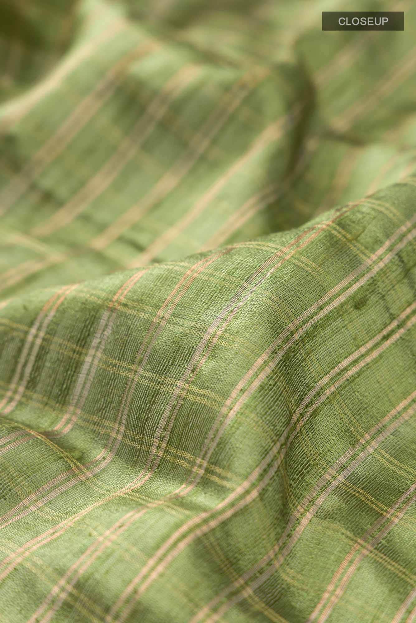 Tropical Teal-Green Bhagalpuri Tussar Silk Saree - Image 9