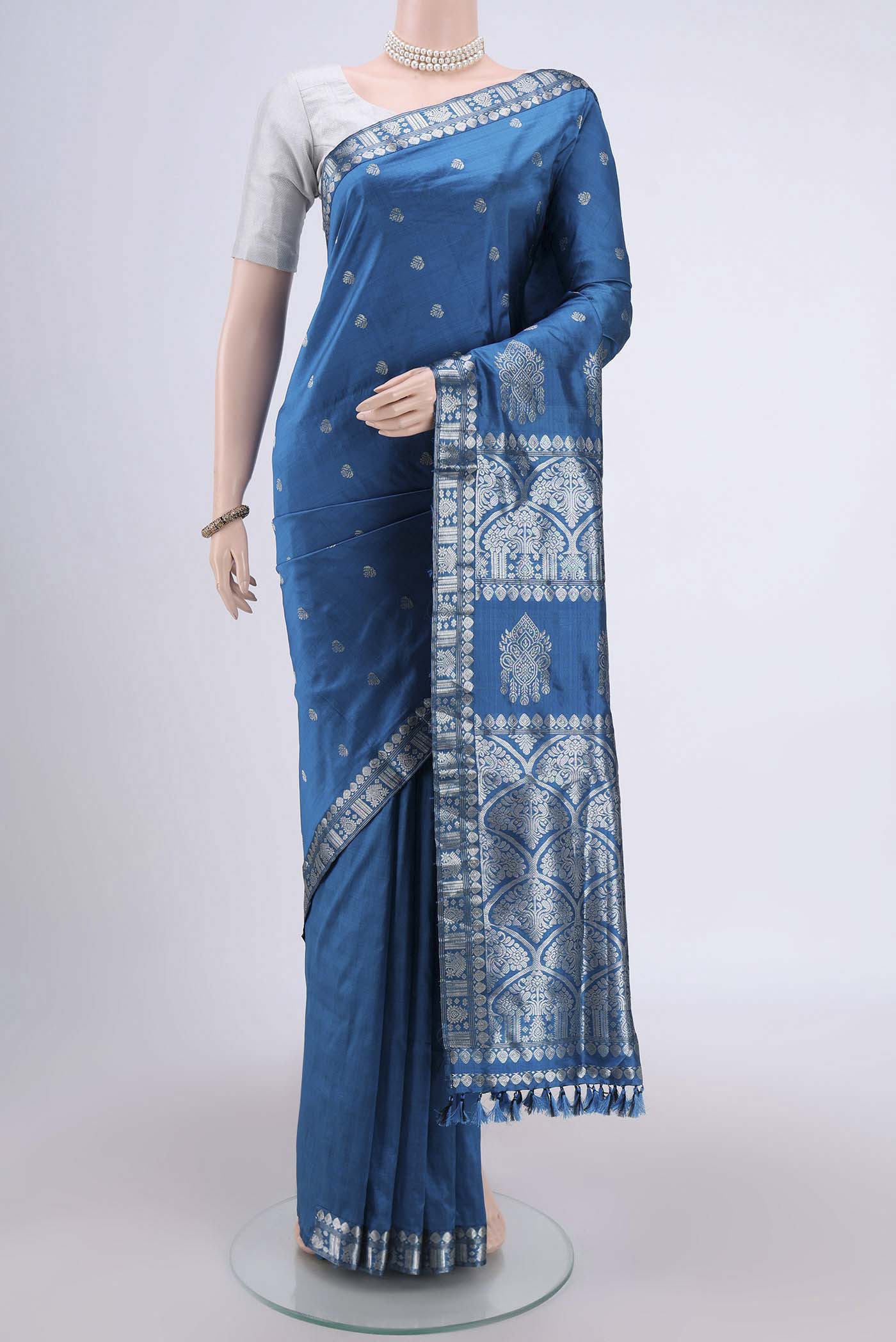 Blue Assam Silk Saree