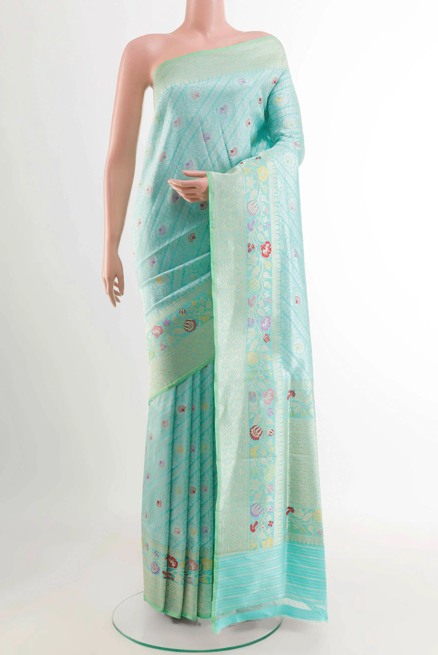 Sky Blue Banarasi Silk Saree