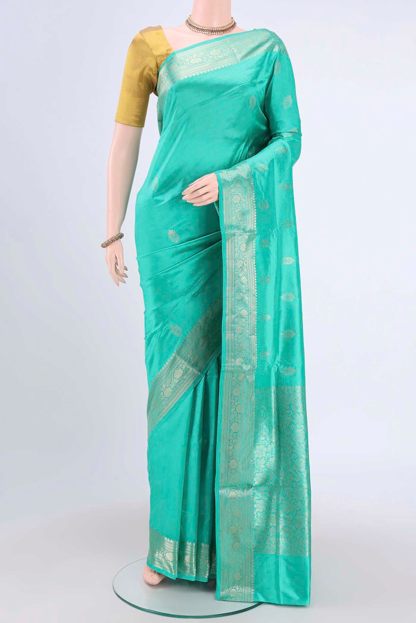 Turquoise Dual Tone Banarasi Katan Silk Saree