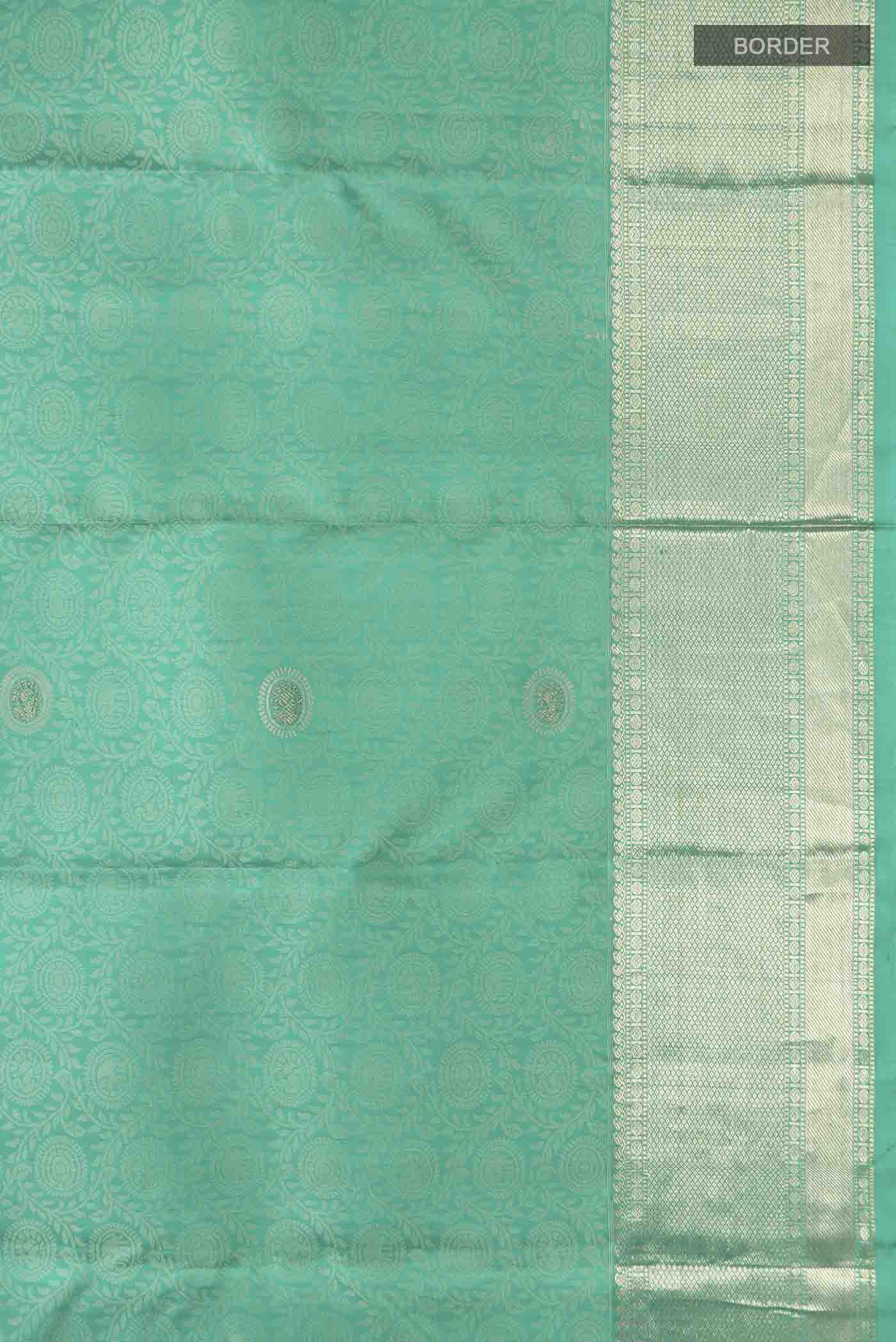 Turquoise Kanjivaram Silk Saree - Image 3