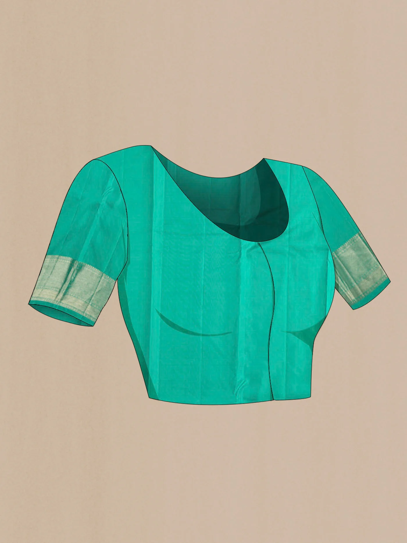 Turquoise Kanjivaram Silk Saree - Image 5