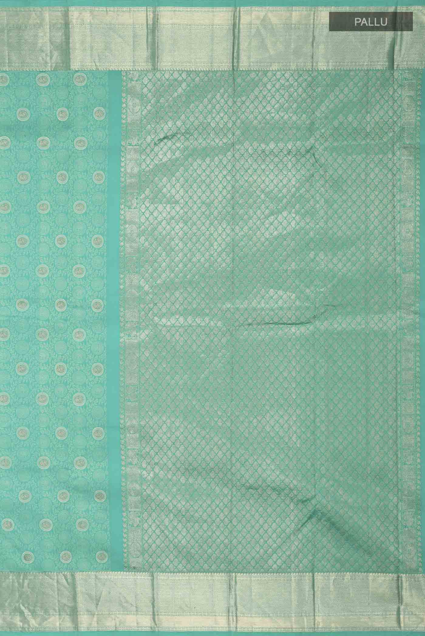 Turquoise Kanjivaram Silk Saree - Image 7