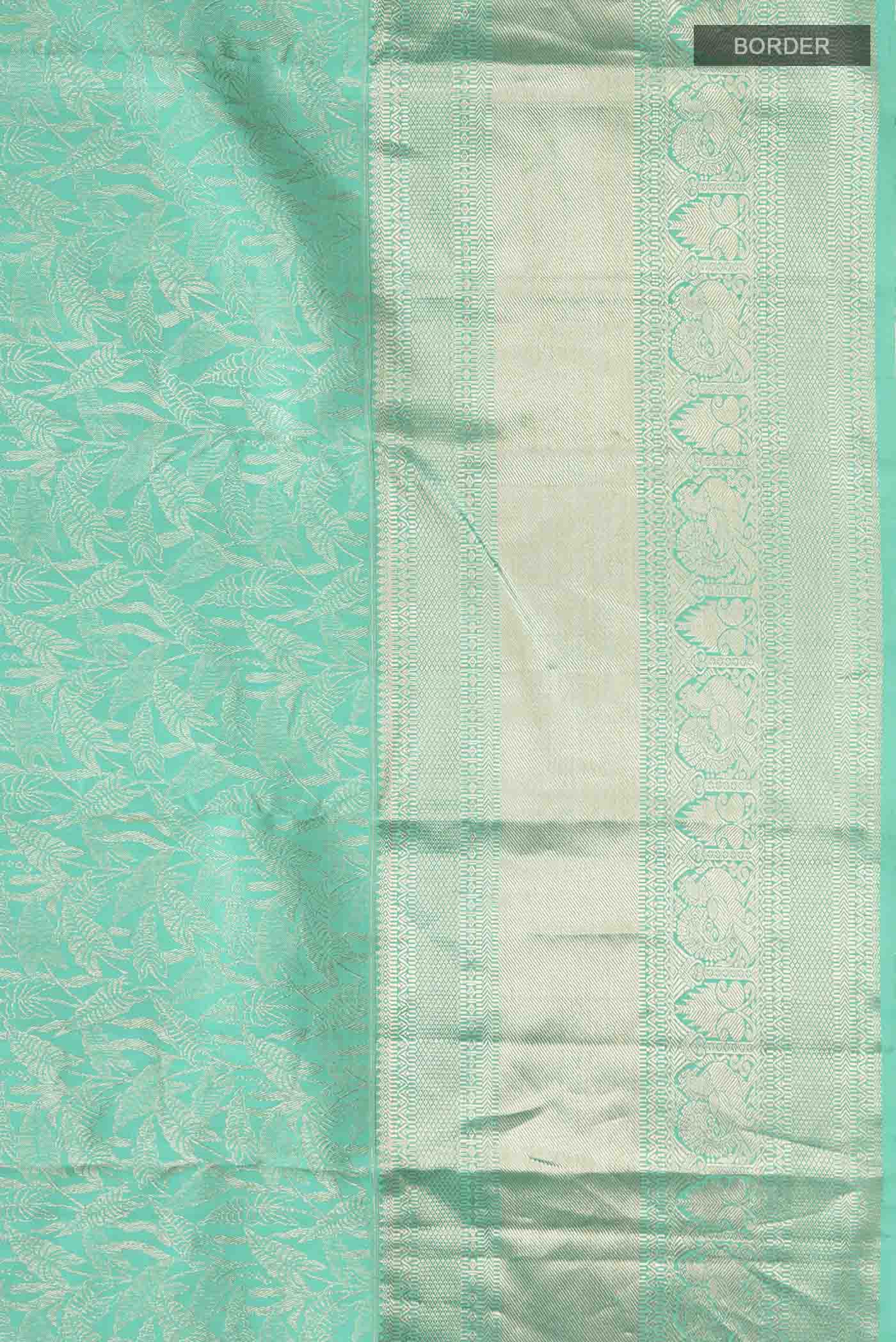 Turquoise Kanjivaram Silk Saree - Image 3
