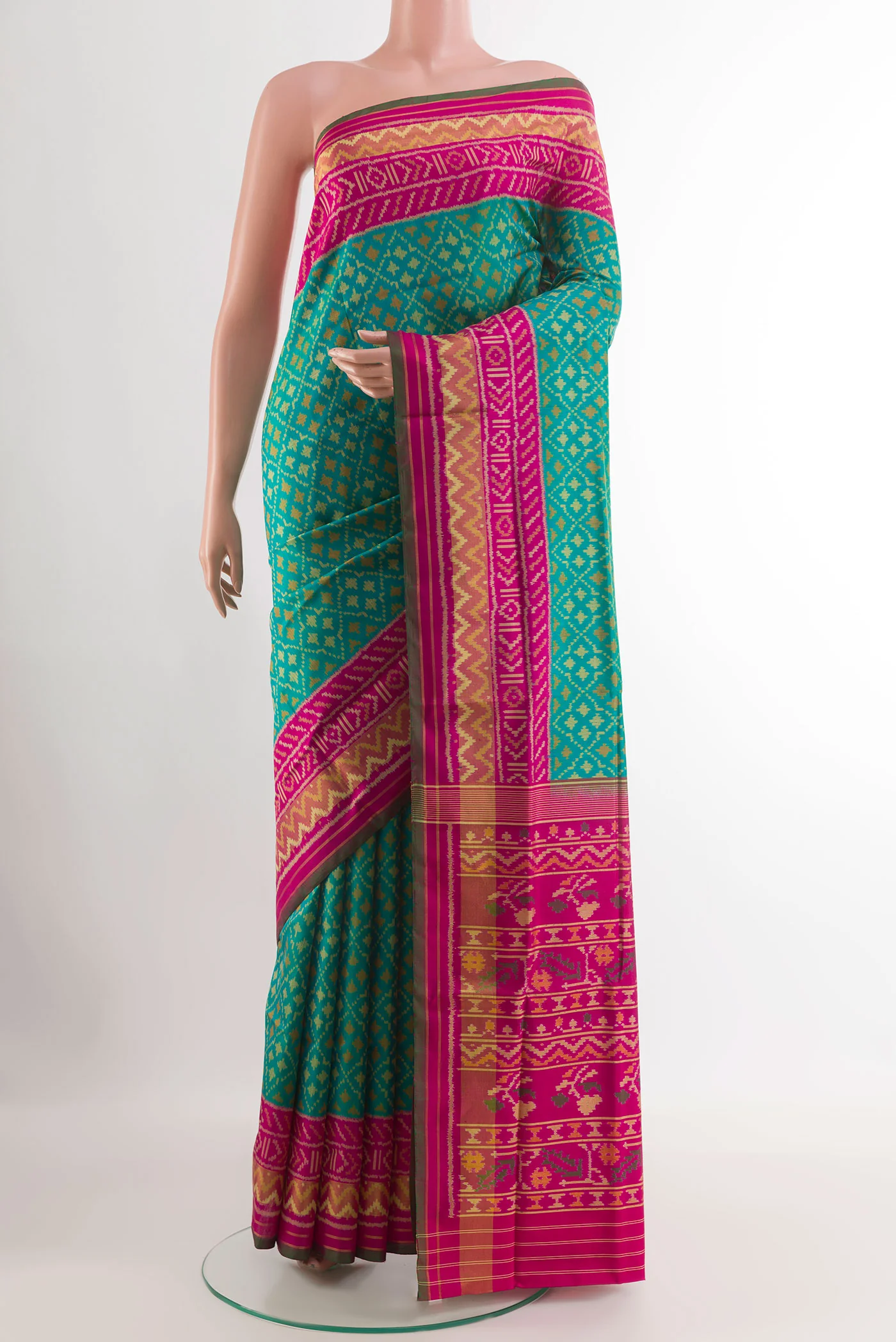 Turquoise Rajkot Patola Silk Saree