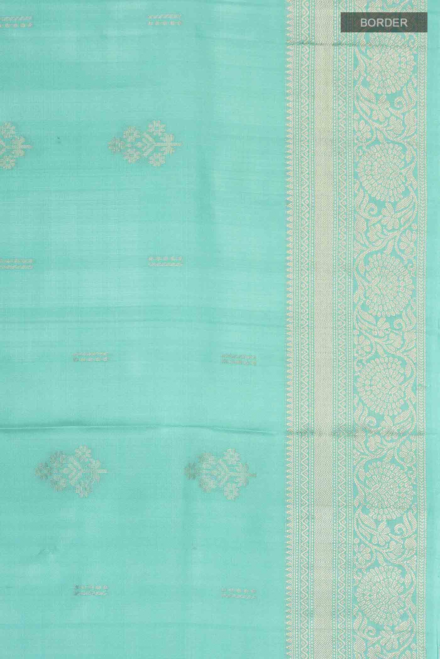 Turquoise Soft Silk Saree - Image 3