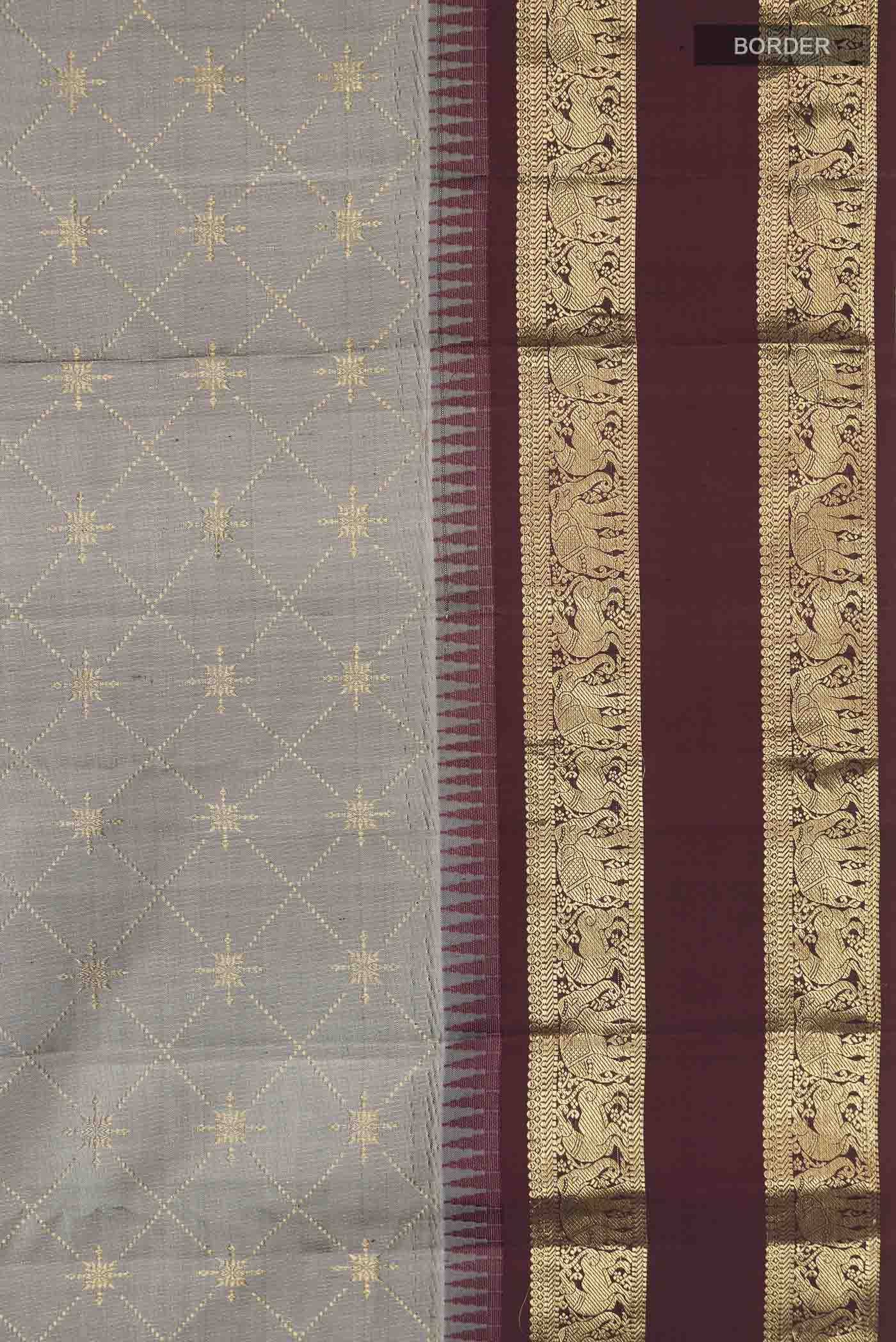Vaidhehi-Grey Kanchipuram Silk Saree - Image 3