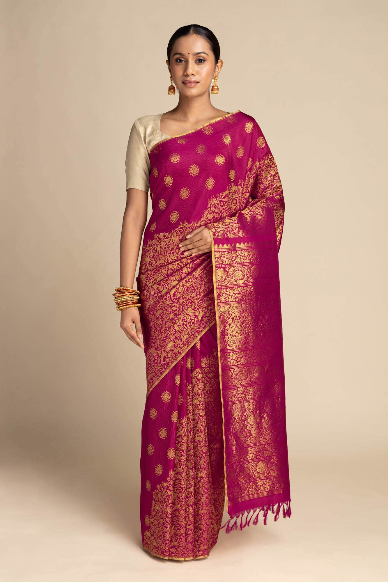 Vanashree-Ruby Red Kanchipuram Silk Saree - Image 5