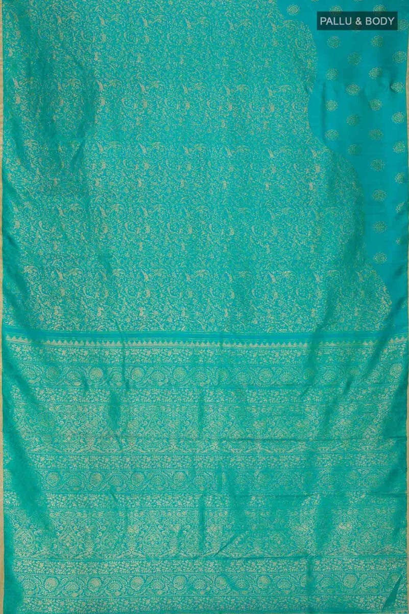 Vanashree-Turquoise Kanchipuram Silk Saree - Image 9