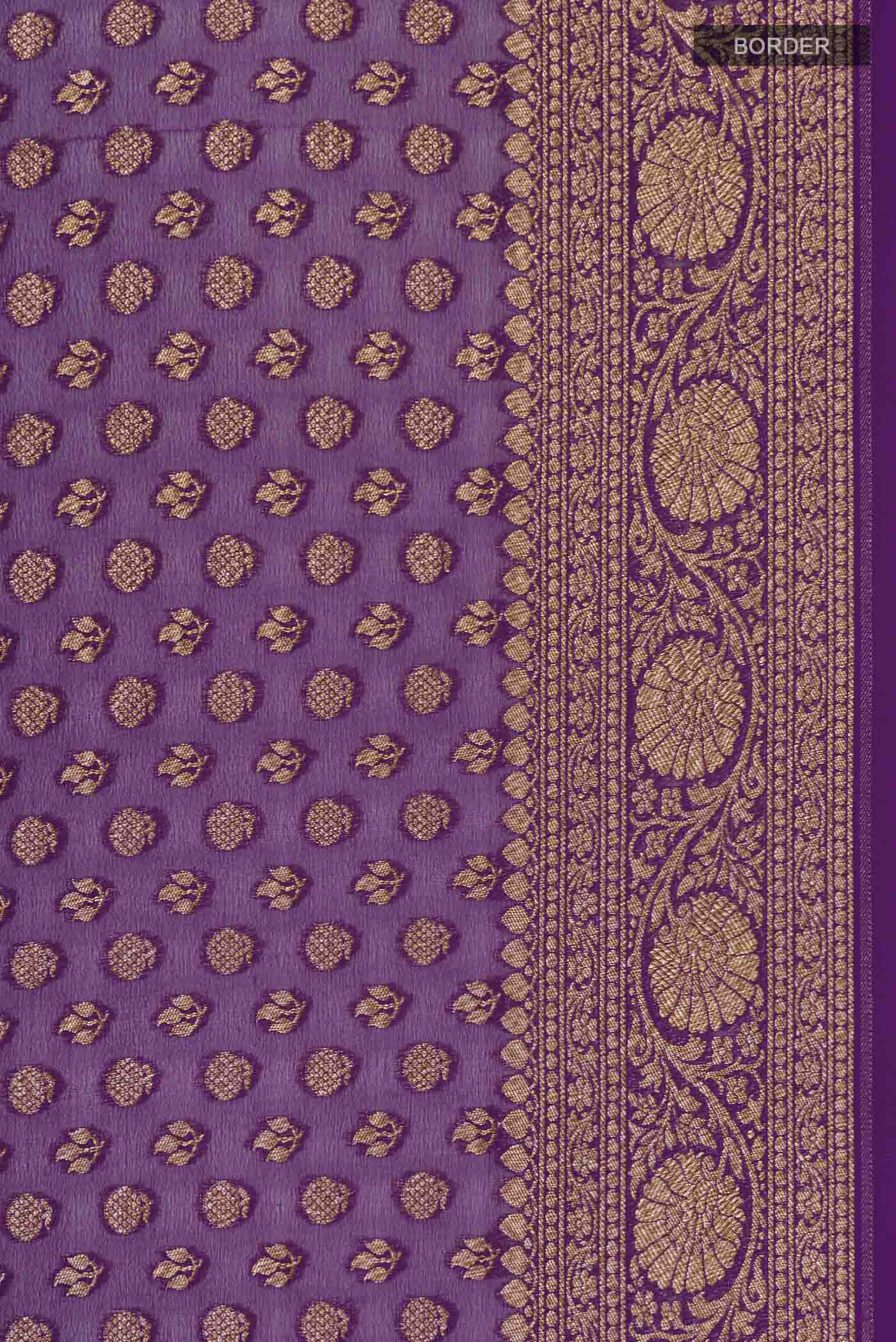 Violet Banarasi Georgette Saree - Image 3