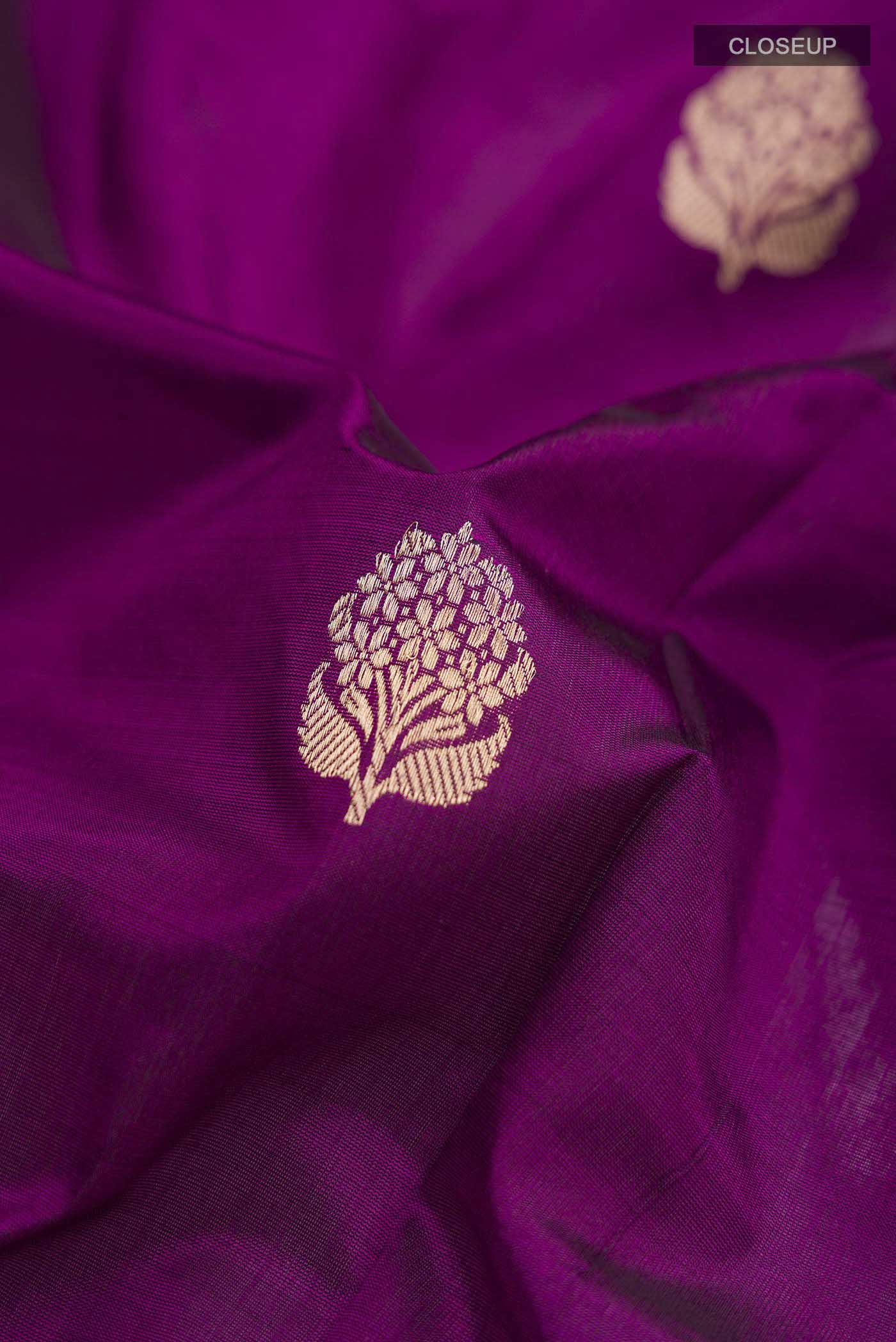 Violet Banarasi Katan Silk Saree - Image 2