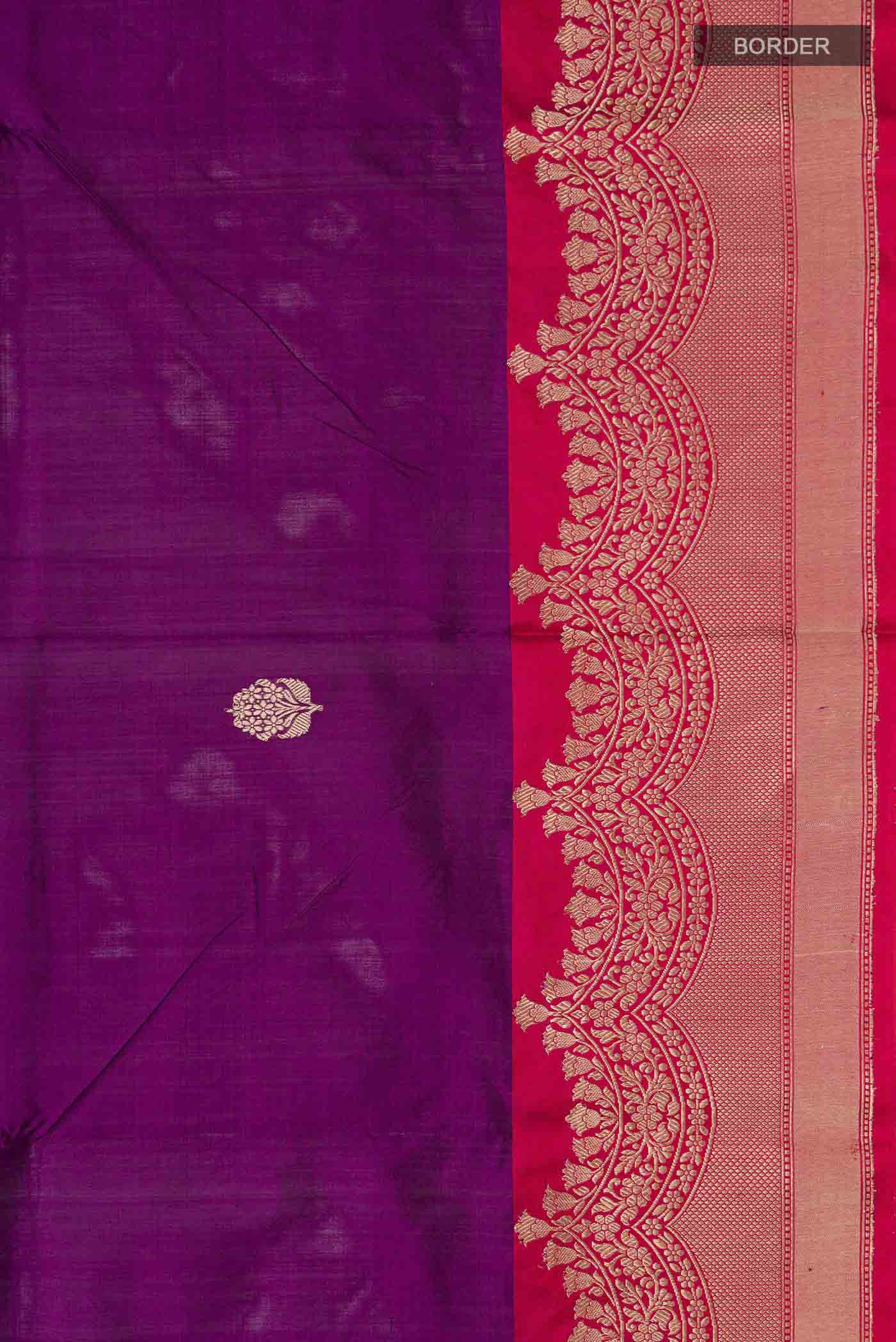 Violet Banarasi Katan Silk Saree - Image 3