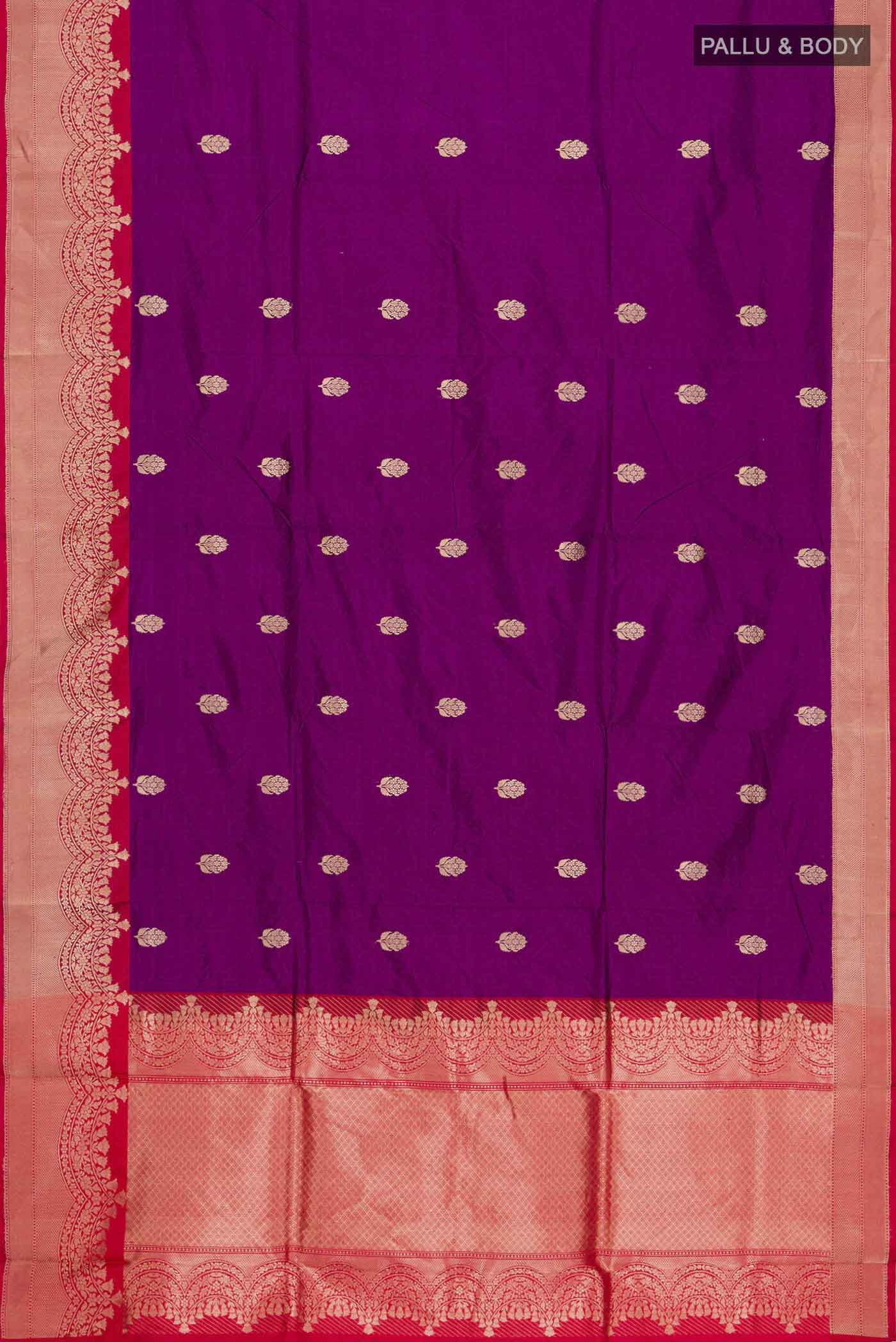 Violet Banarasi Katan Silk Saree - Image 5