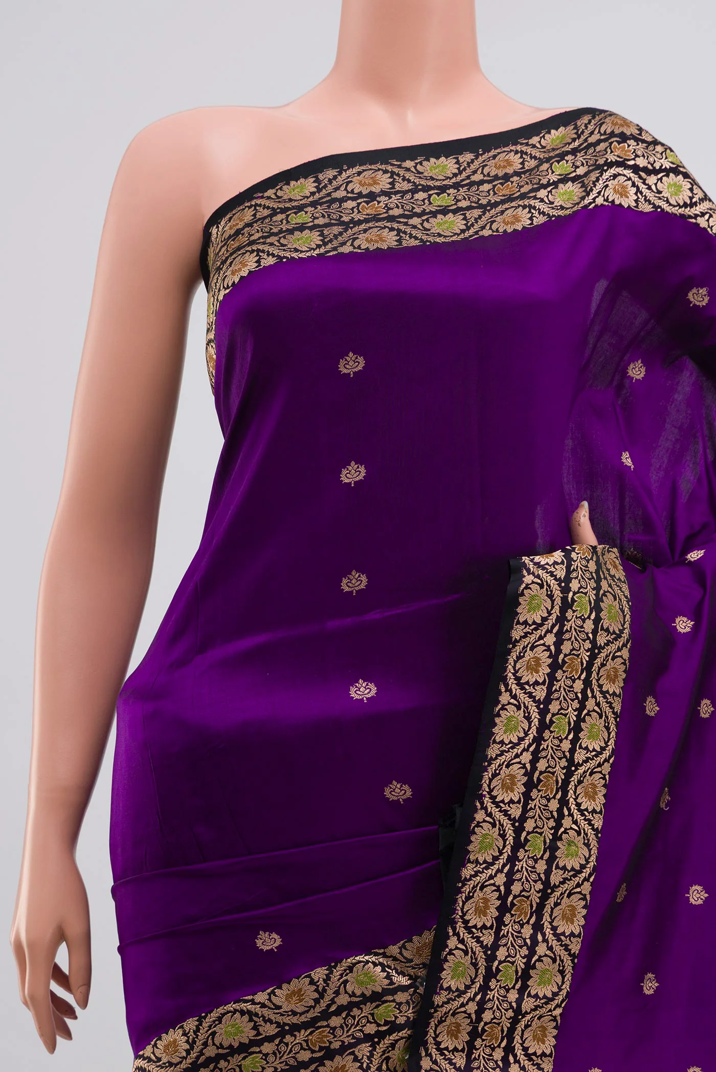 Violet Banarasi Katan Silk Saree - Image 2