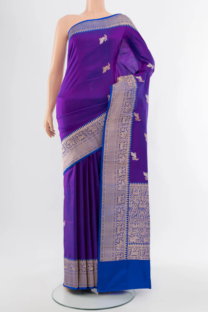 Violet Banarasi Katan Silk Saree
