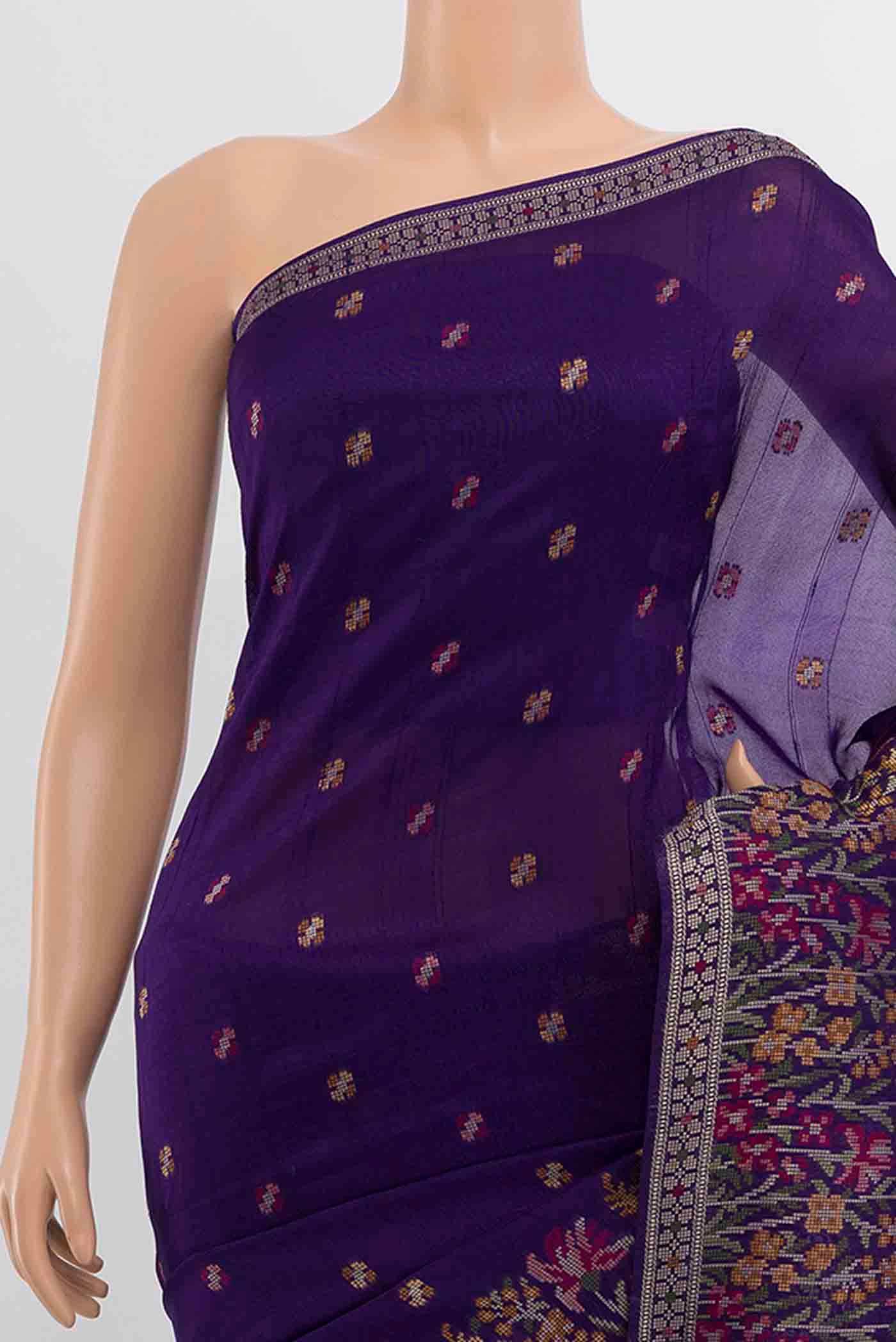 Violet Banarasi Raw Silk Saree - Image 2