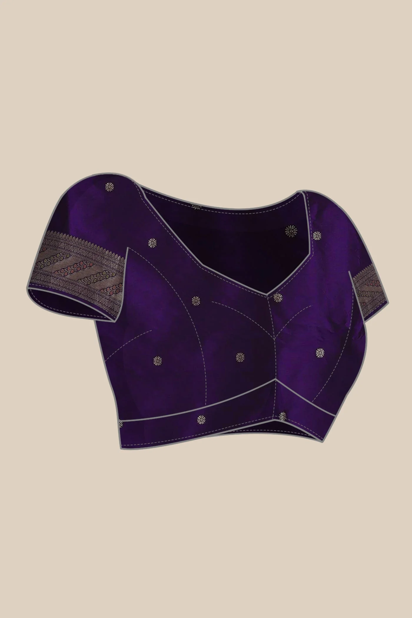 Violet Banarasi Silk Saree - Image 8