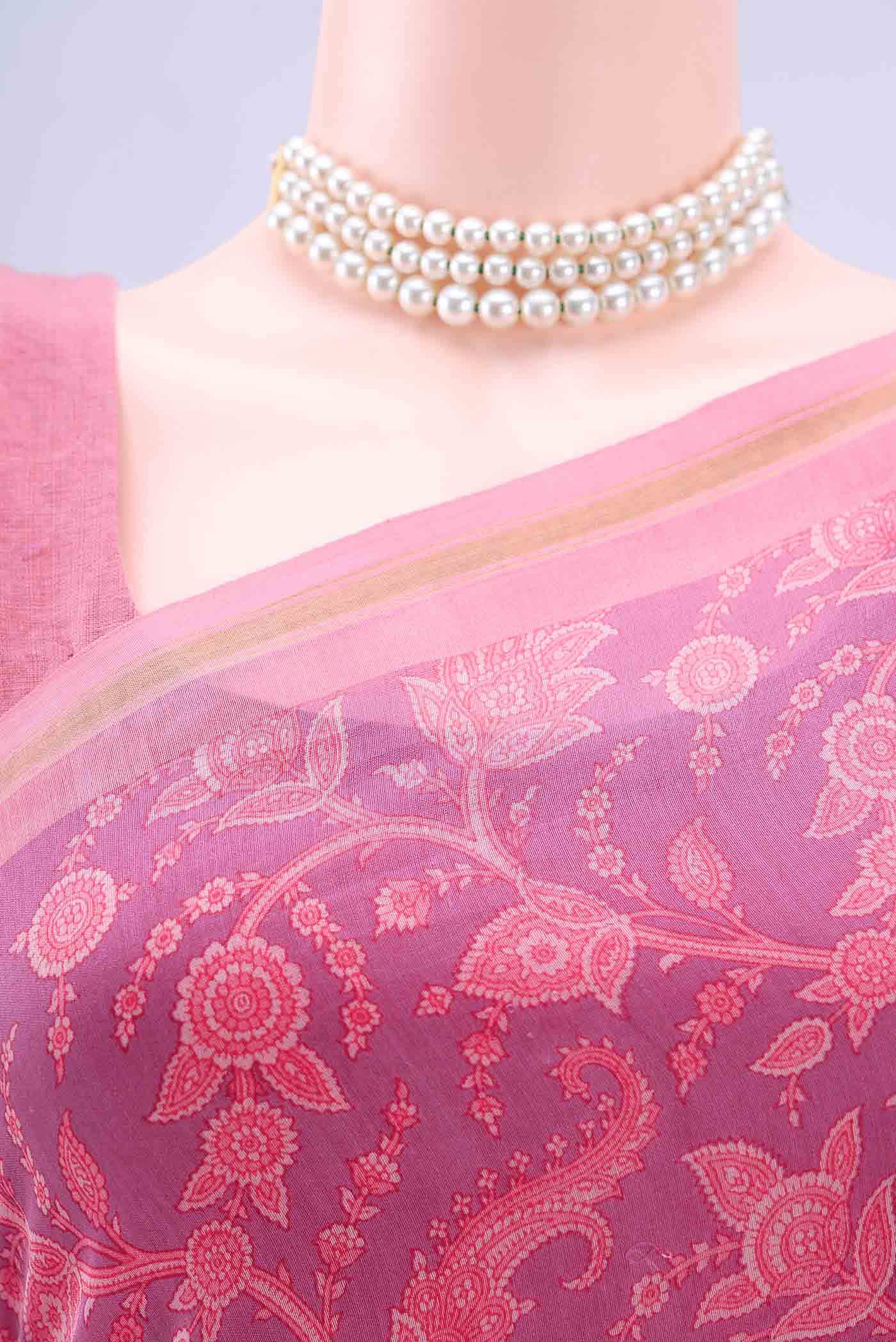 Violet Blended Chanderi Silk Saree - Image 3